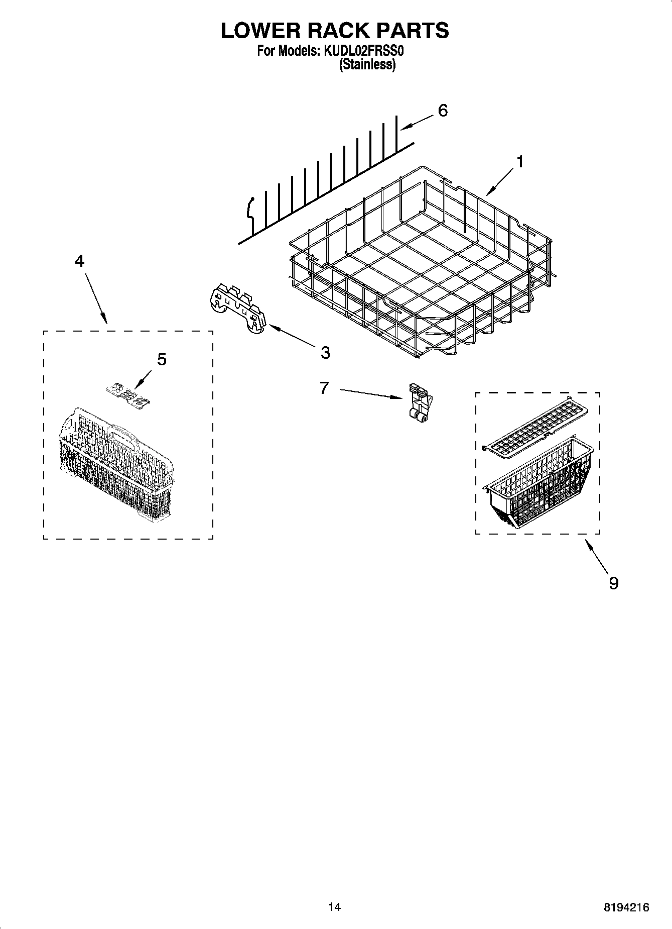 11 - LOWER RACK PARTS, OPTIONAL PARTS (NOT INCLUDED)