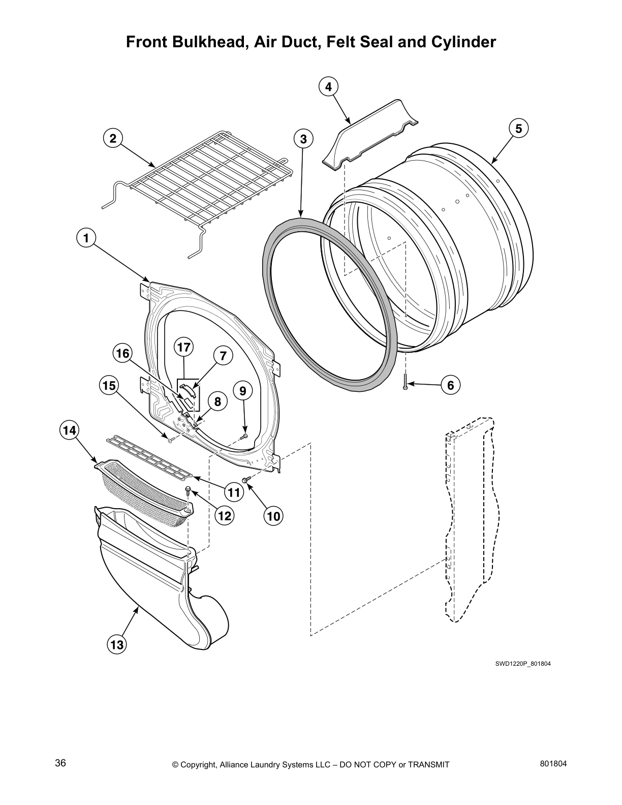 Front Bulkhead, Air Duct, Felt Seal and Cylinder