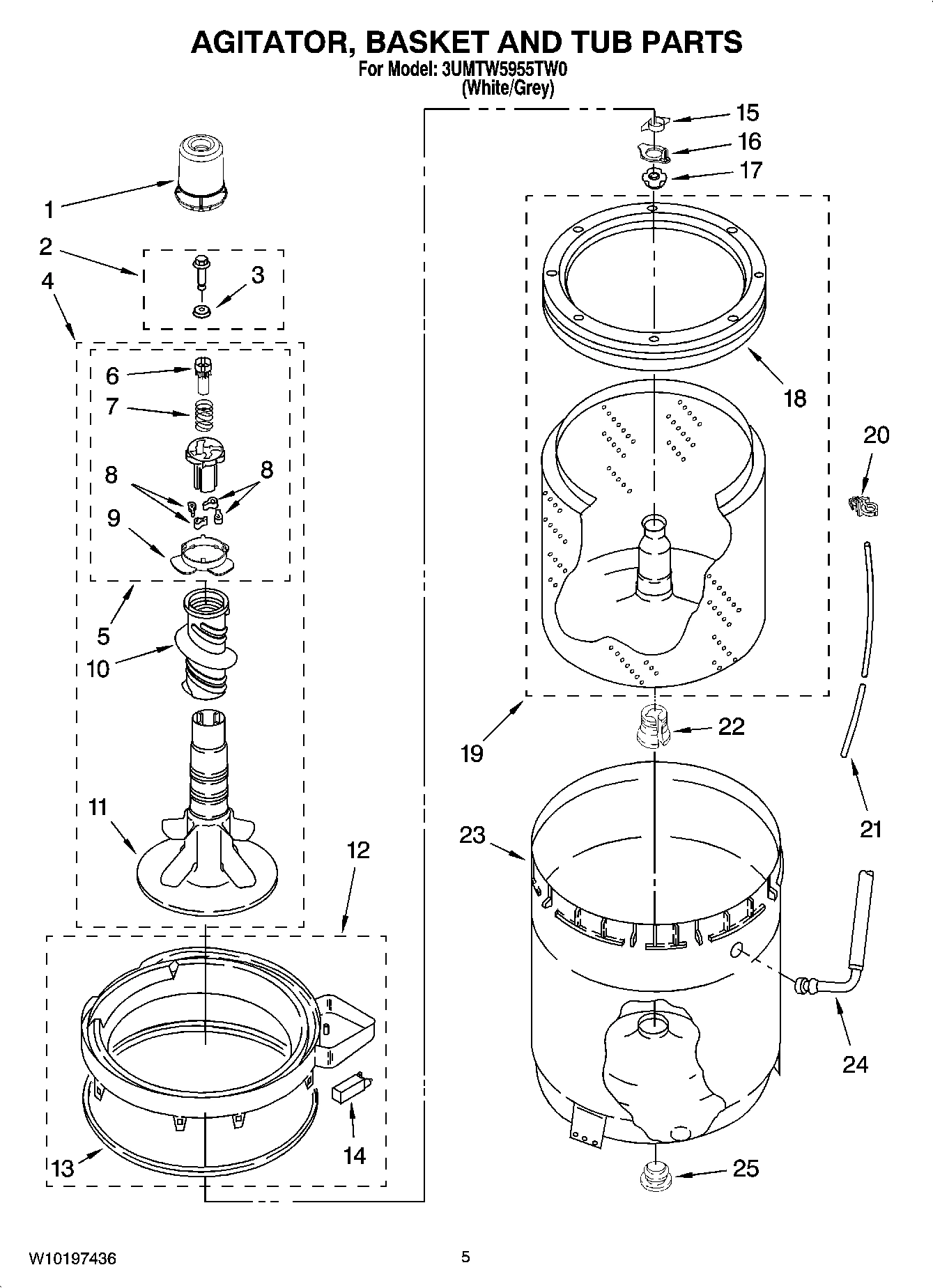 03 - AGITATOR, BASKET AND TUB PARTS