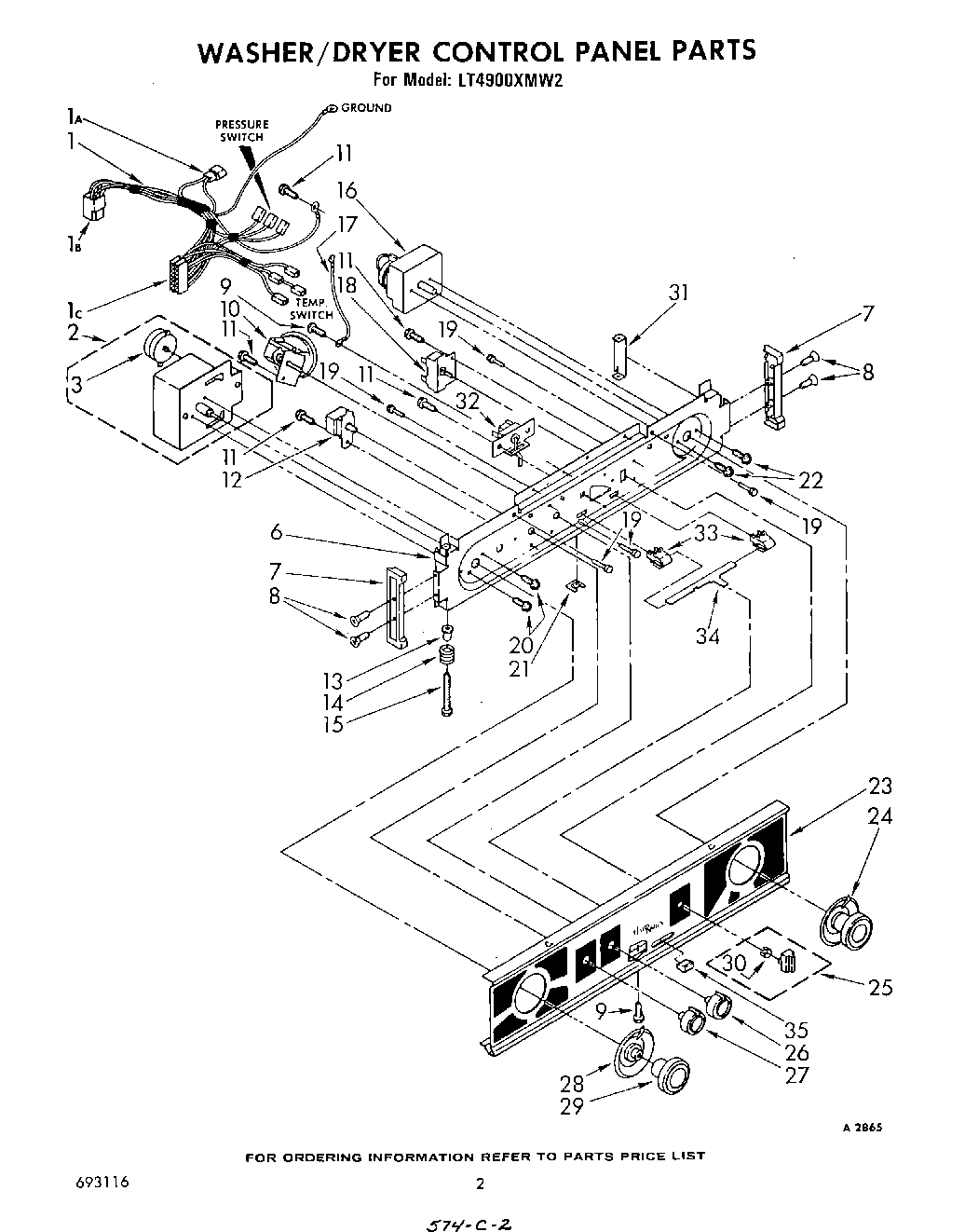 02 - WASHER/DRYER CONTROL PANEL