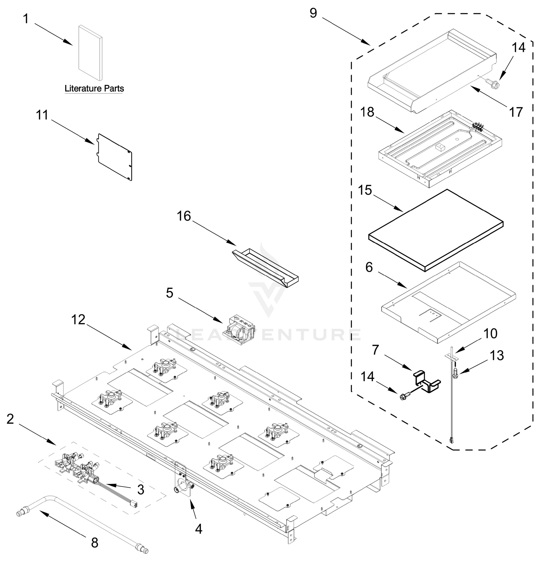 BURNER BOX AND GRIDDLE PARTS