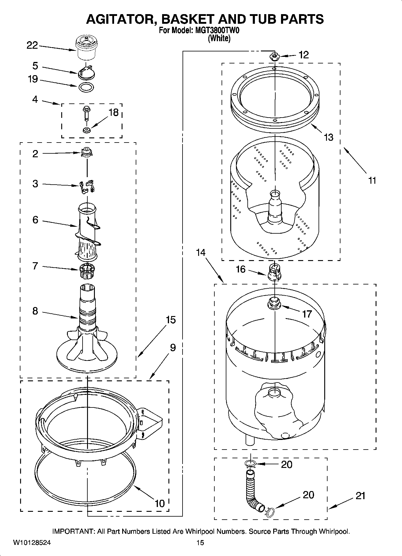10 - AGITATOR, BASKET AND TUB PARTS