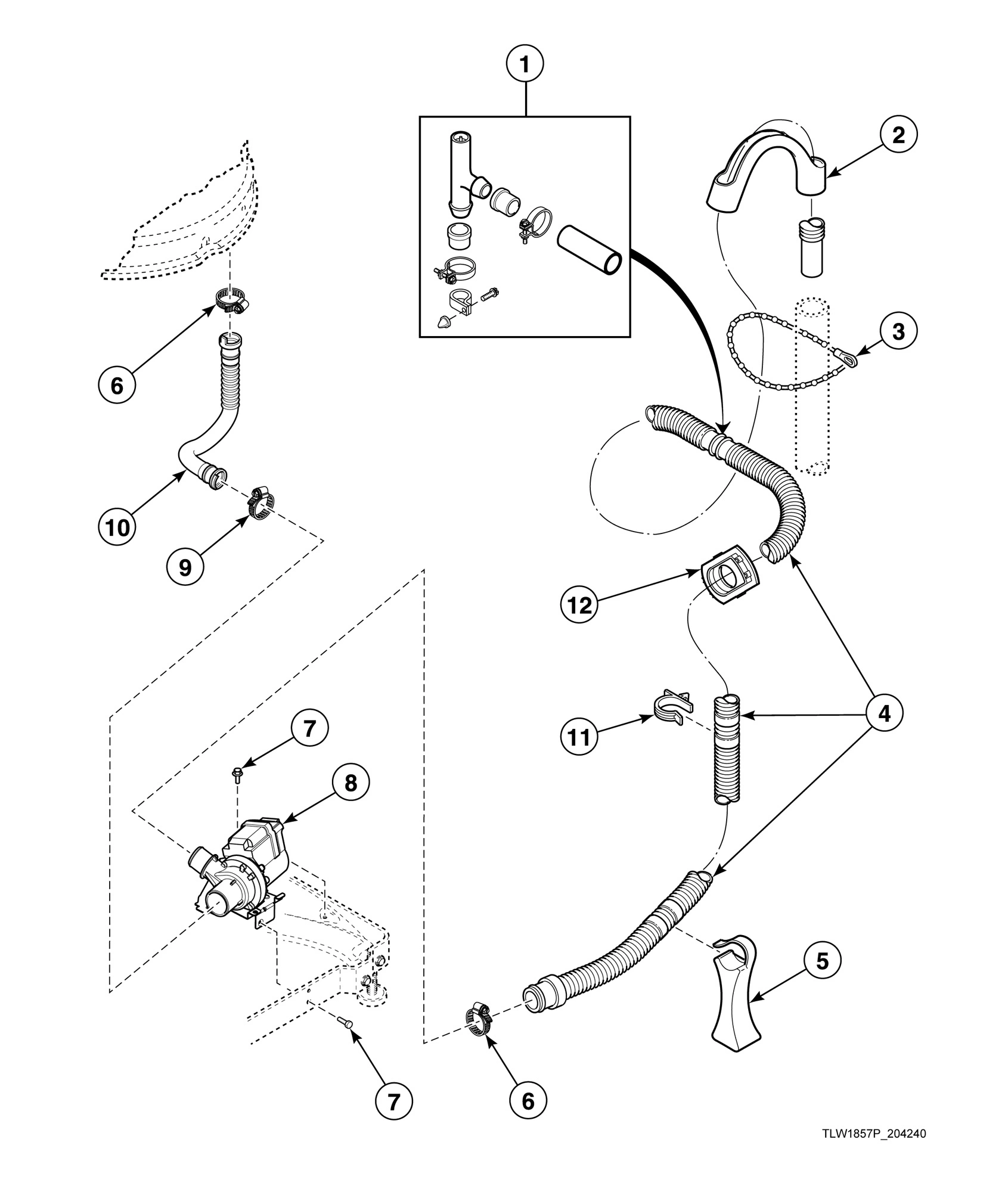 Drain Pump, Drain Hose and Siphon Break Kit
