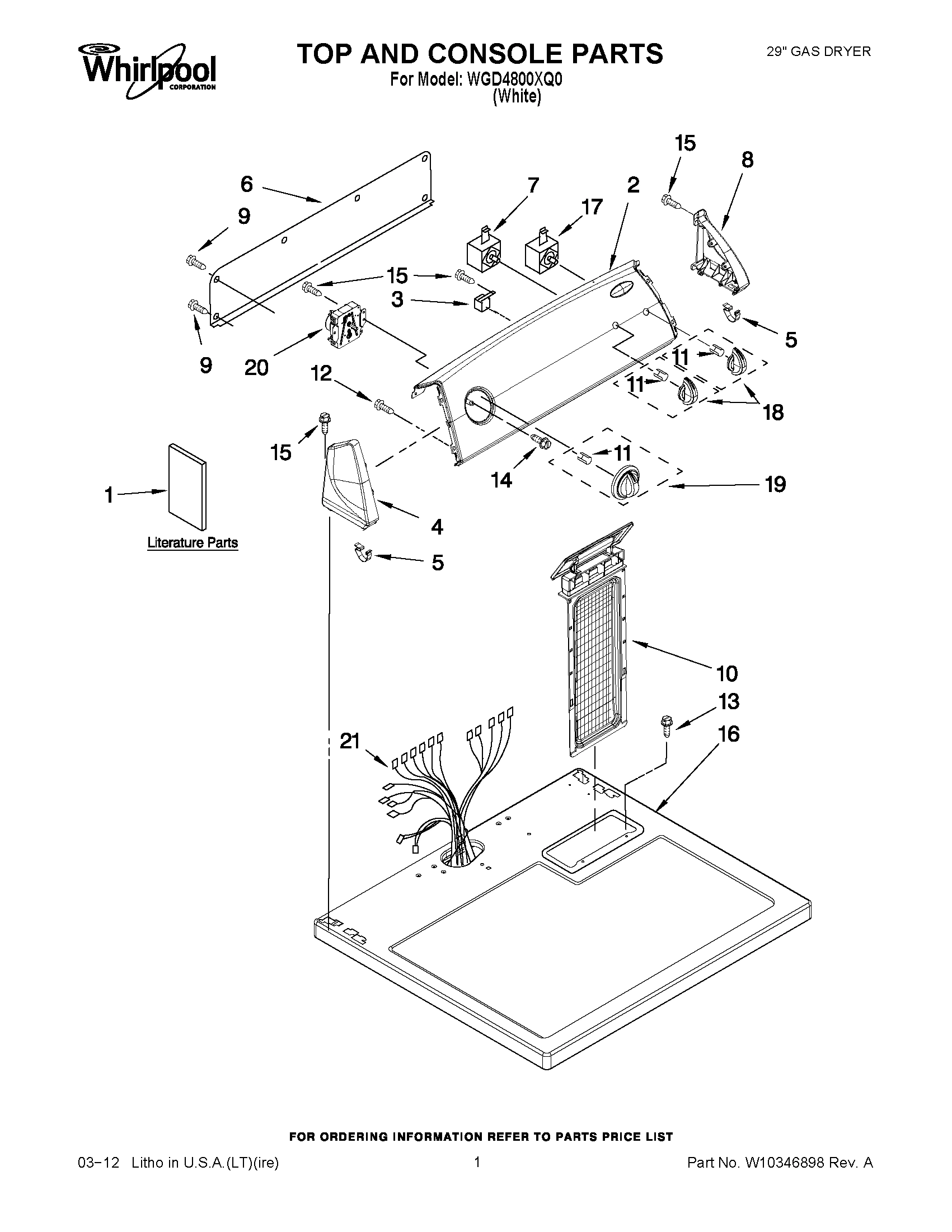 01 - TOP AND CONSOLE PARTS