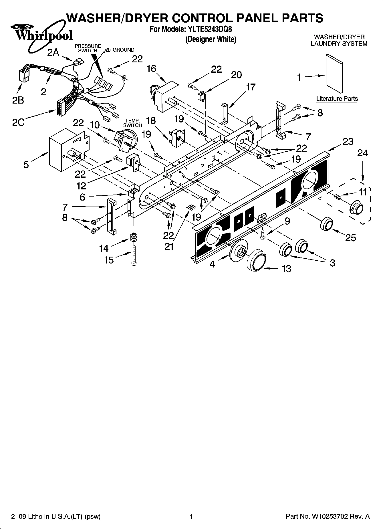 01 - WASHER/DRYER CONTROL PANEL PARTS