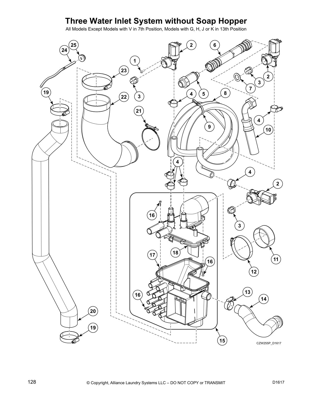 Three Water Inlet System without Soap Hopper