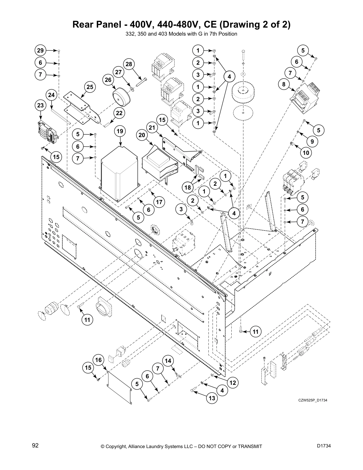 Rear Panel - 400V, 440-480V, CE (Drawing 2 of 2)