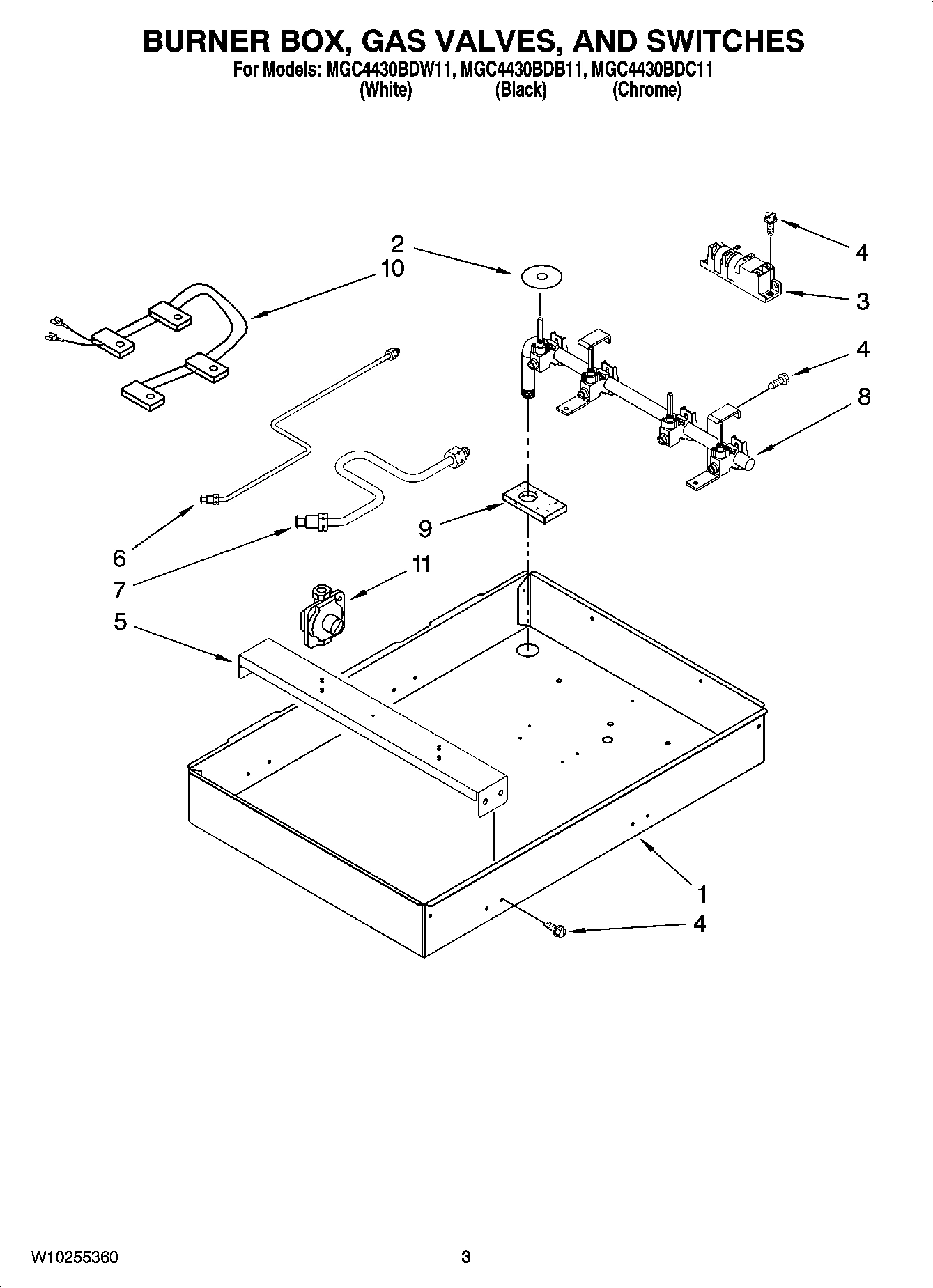 02 - BURNER BOX, GAS VALVES, AND SWITCHES, OPTIONAL PARTS (NOT INCLUDED)