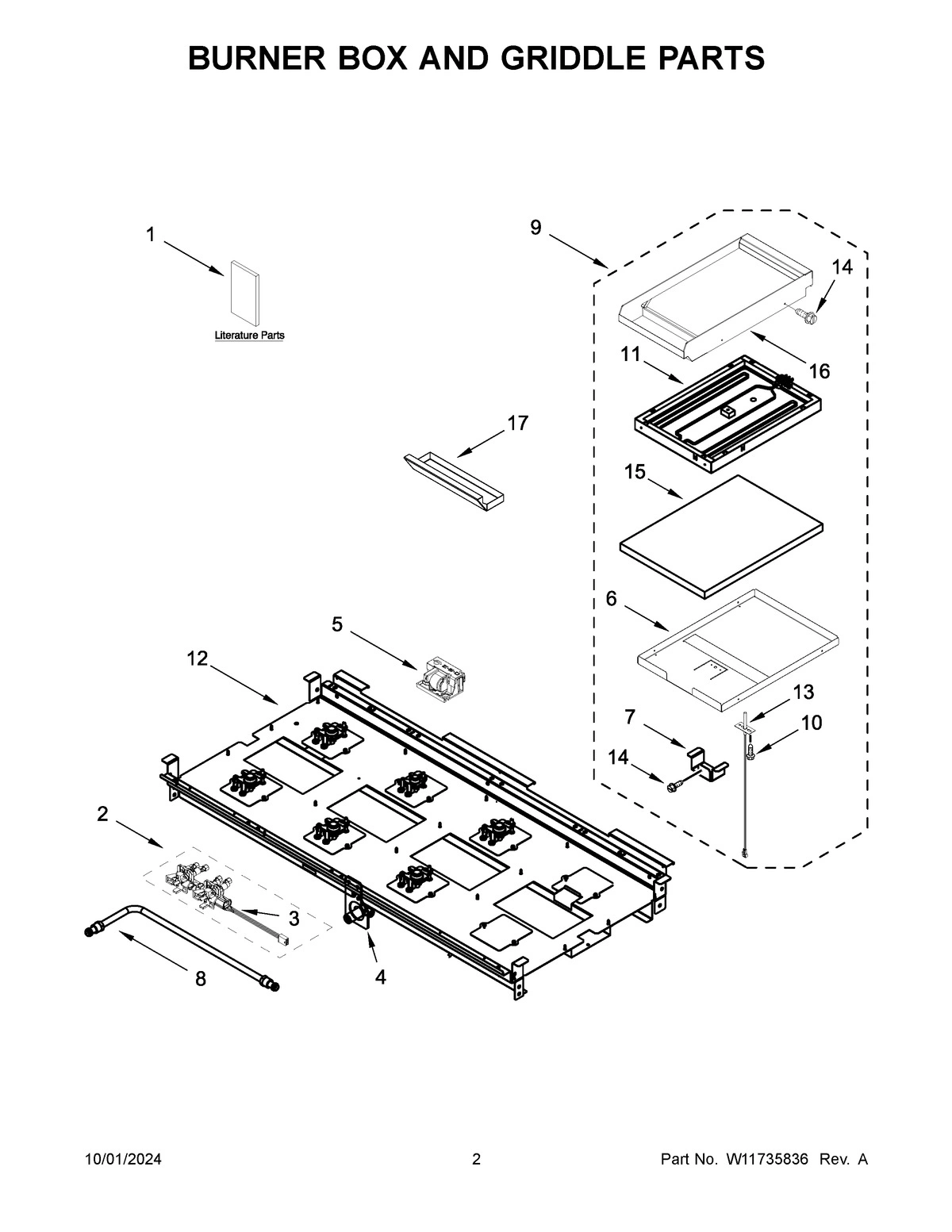 02 - BURNER BOX AND GRIDDLE PARTS