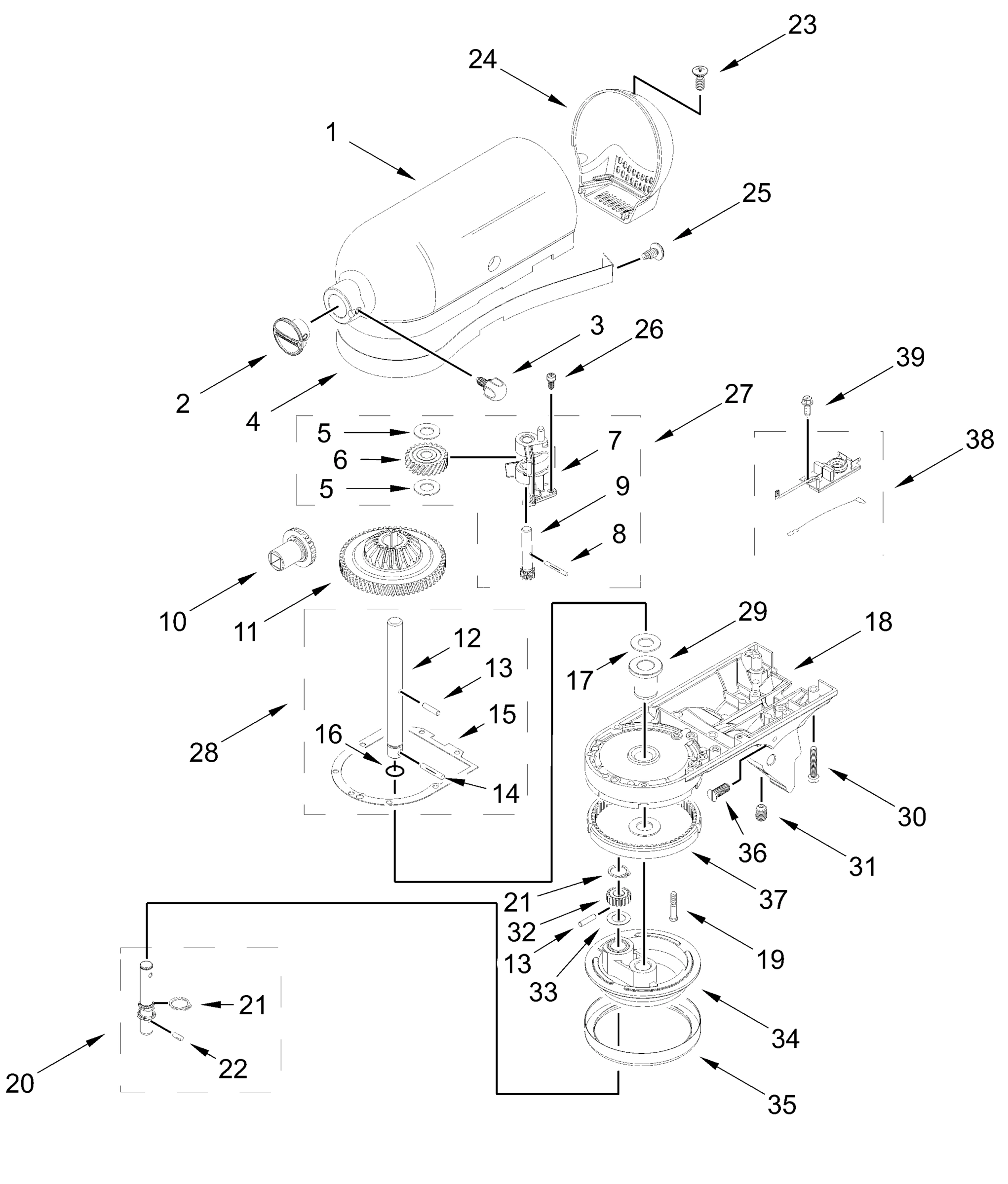 CASE, GEARING AND PLANETARY UNIT PARTS
