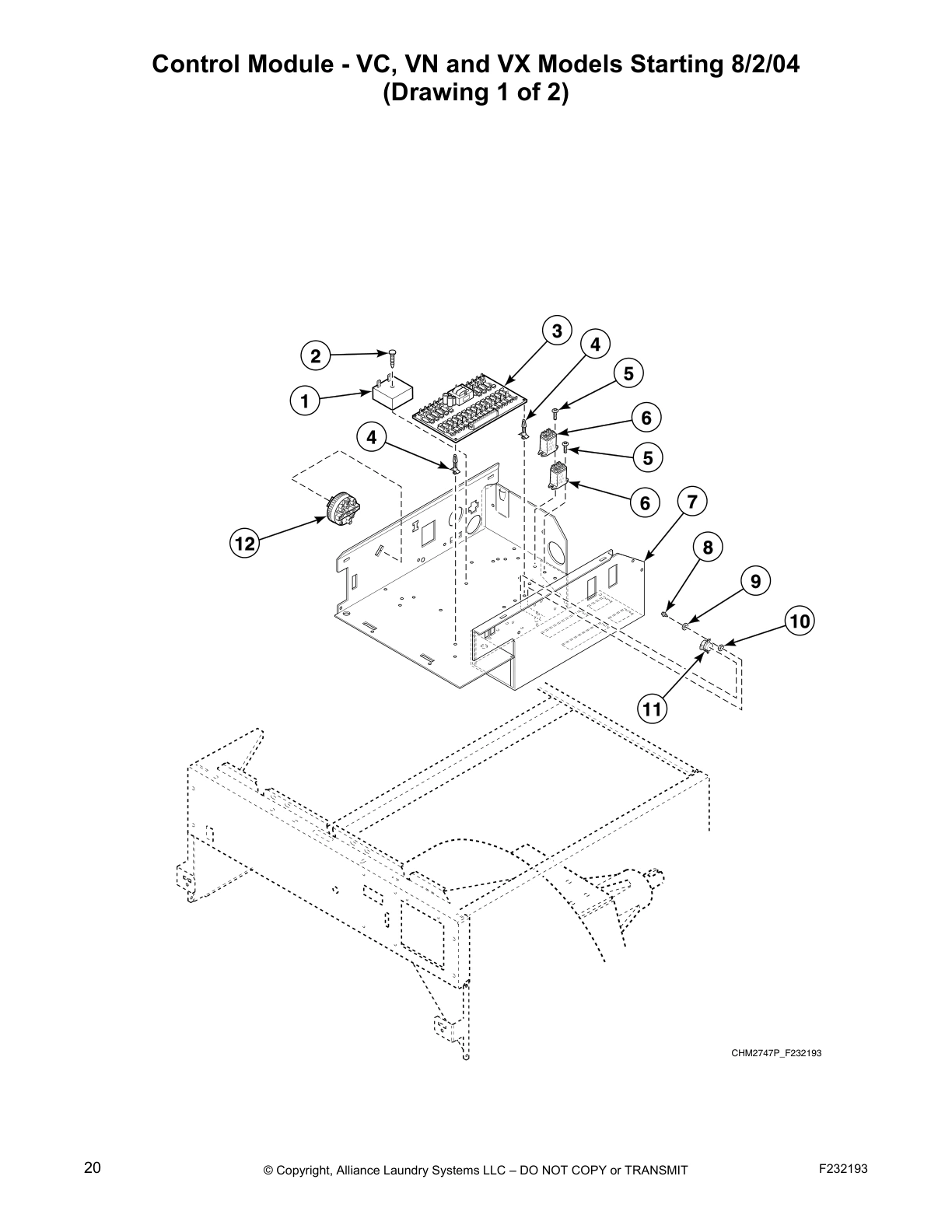 Control Module - VC, VN and VX Models Starting 8/2/04
(Drawing 1 of 2)