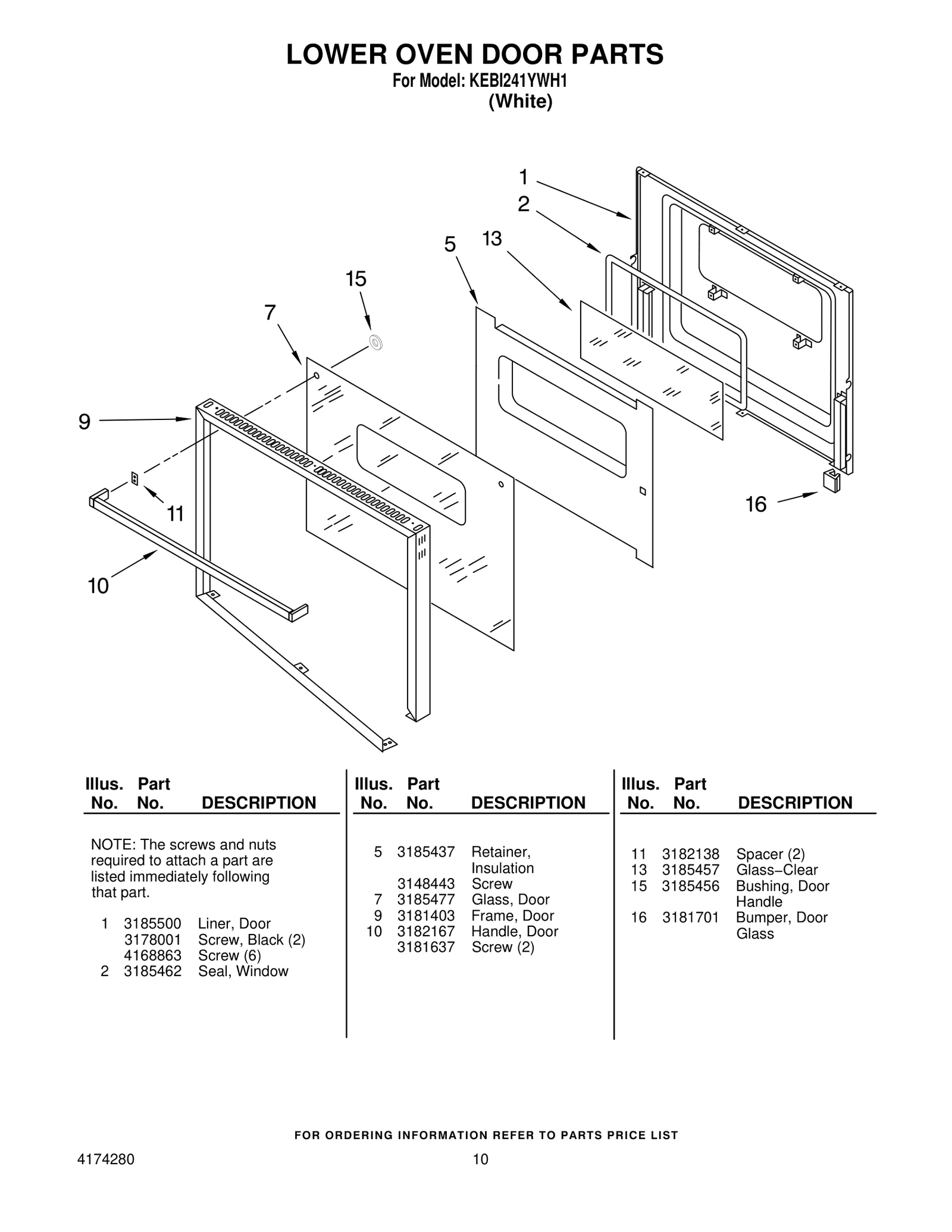 LOWER OVEN DOOR PARTS