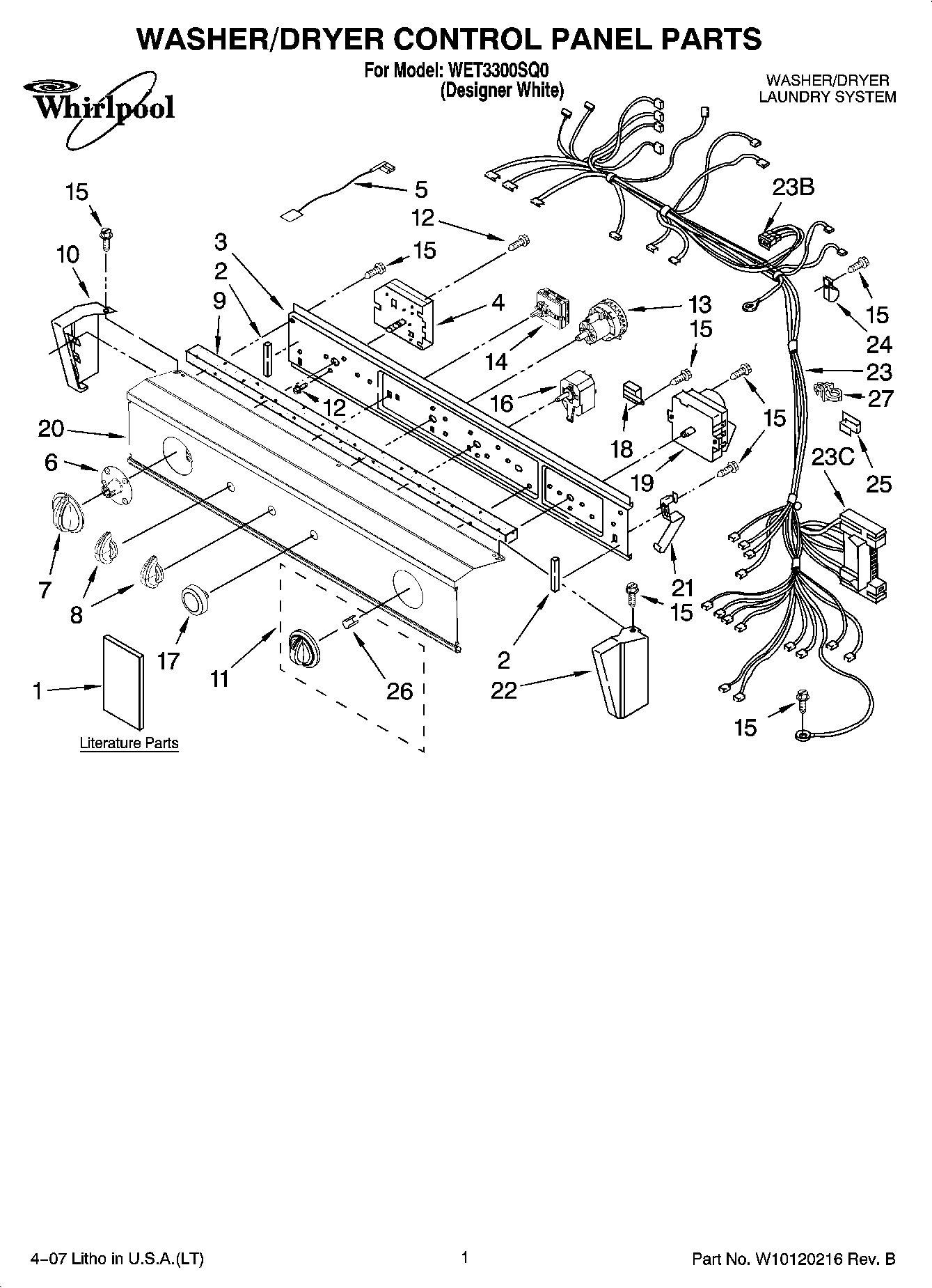 01 - WASHER/DRYER CONTROL PANEL PARTS