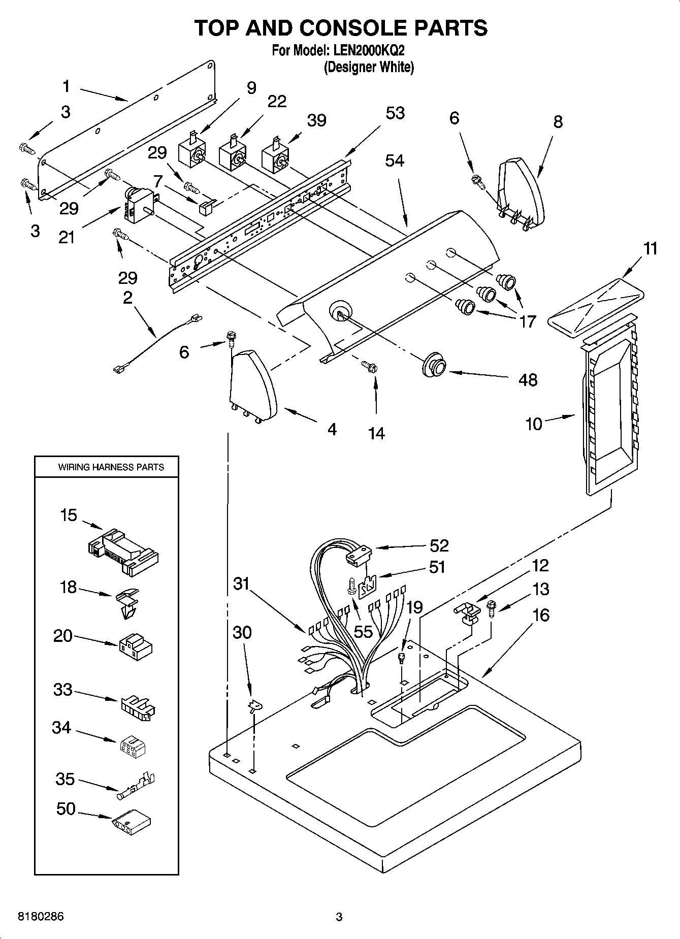 02 - TOP AND CONSOLE PARTS OPTIONAL PARTS (NOT INCLUDED)