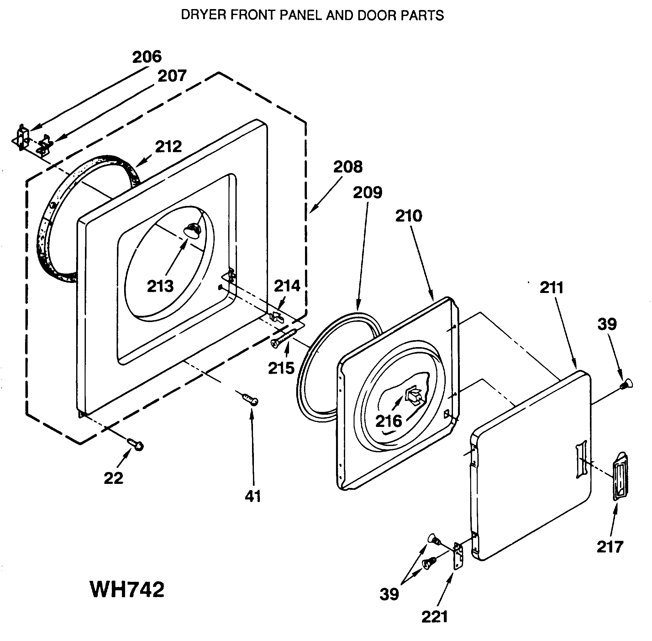 DRYER FRONT PANEL AND DOOR PARTS