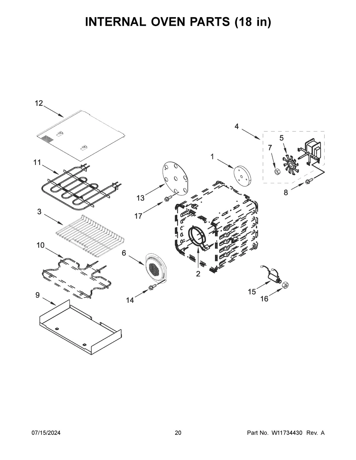 11 - INTERNAL OVEN PARTS (18 IN)