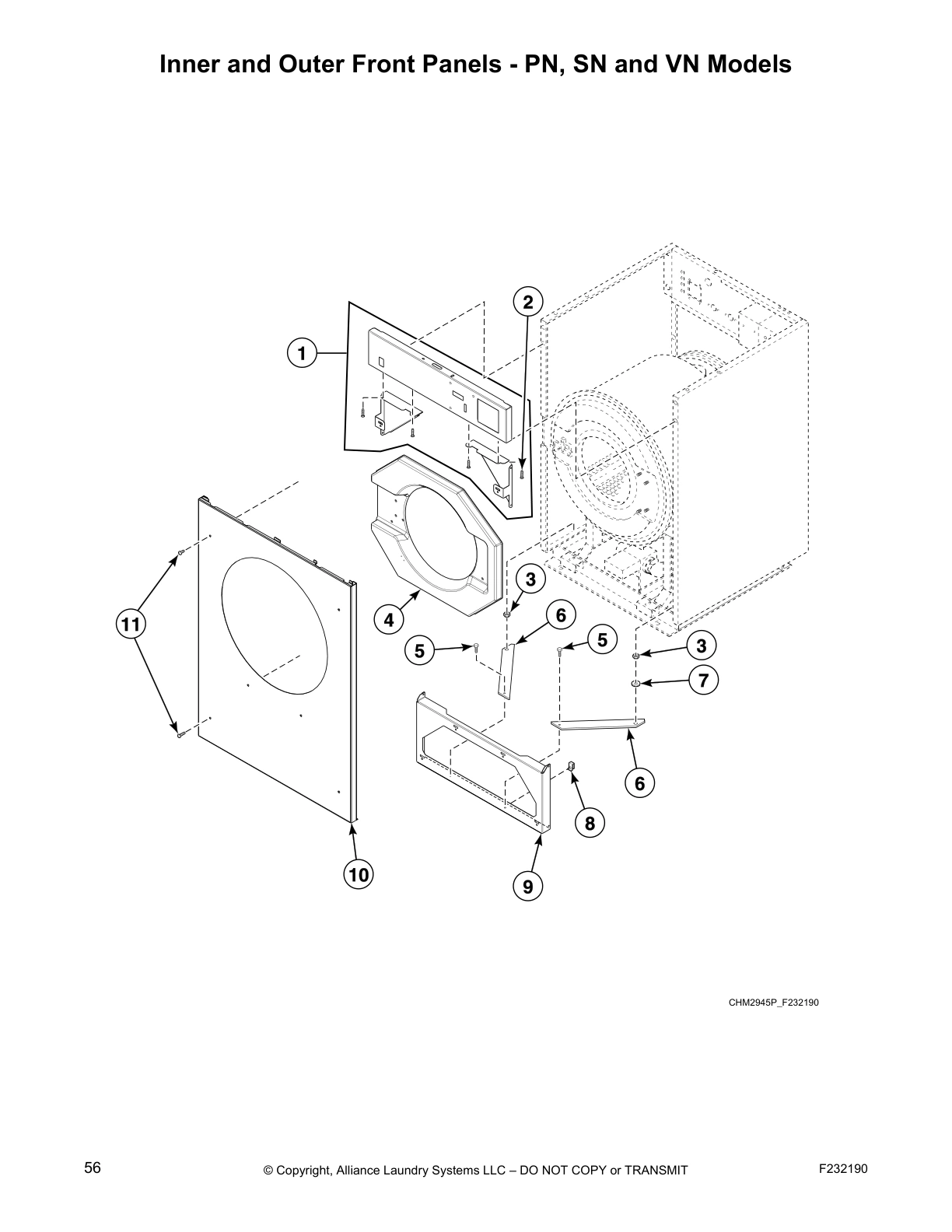 Inner and Outer Front Panels - PN, SN and VN Models