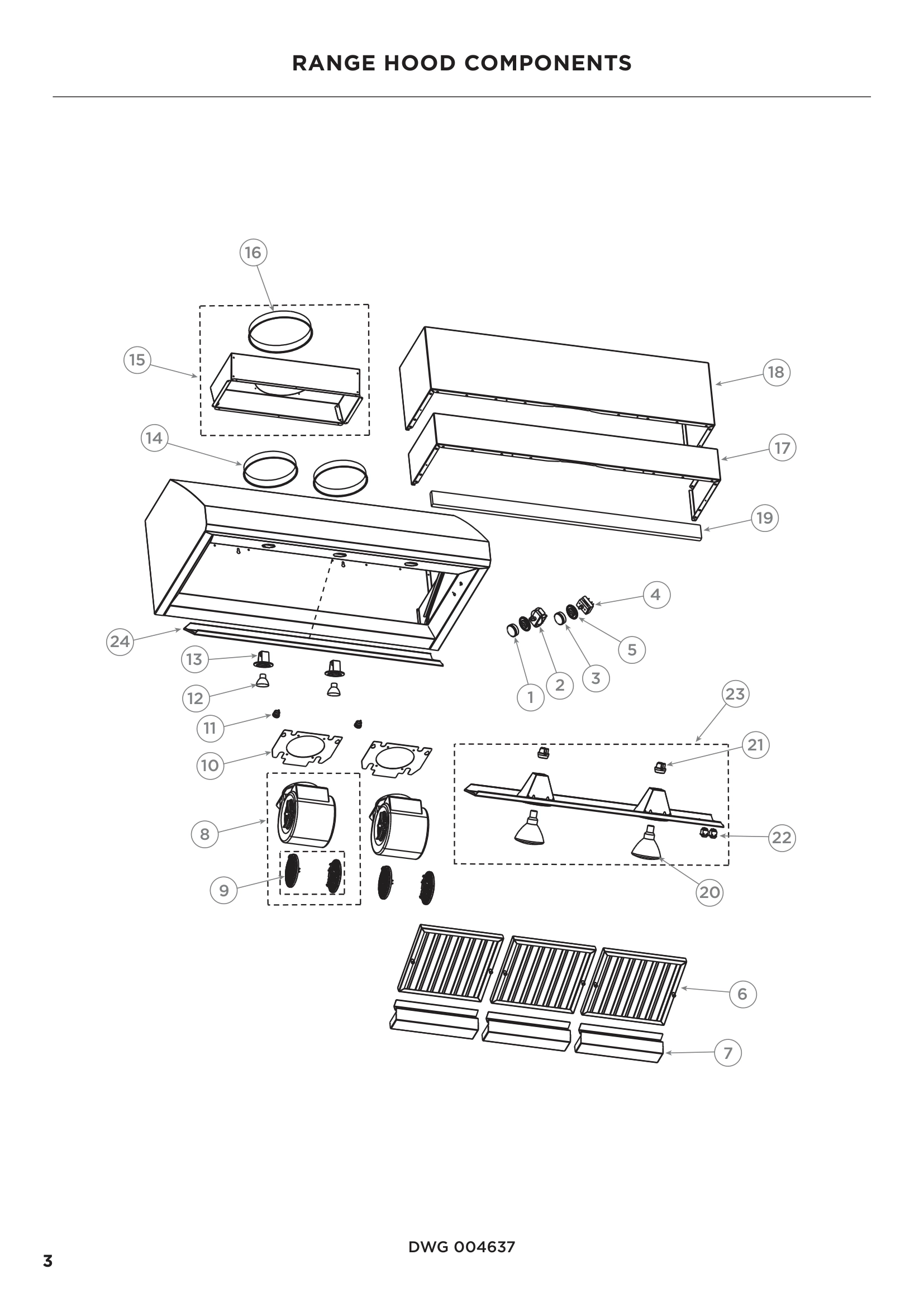 RANGE HOOD COMPONENTS