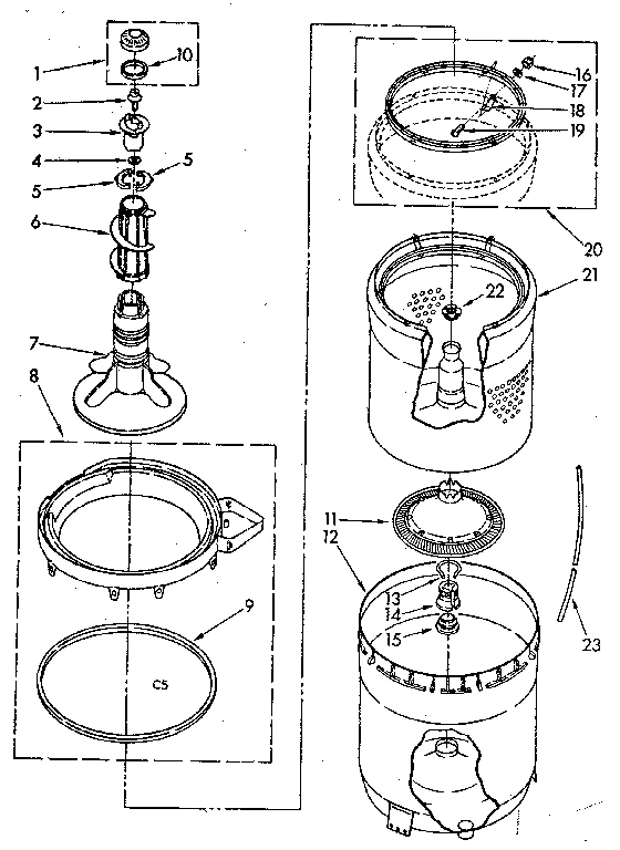 AGITATOR, BASKET AND TUB PARTS