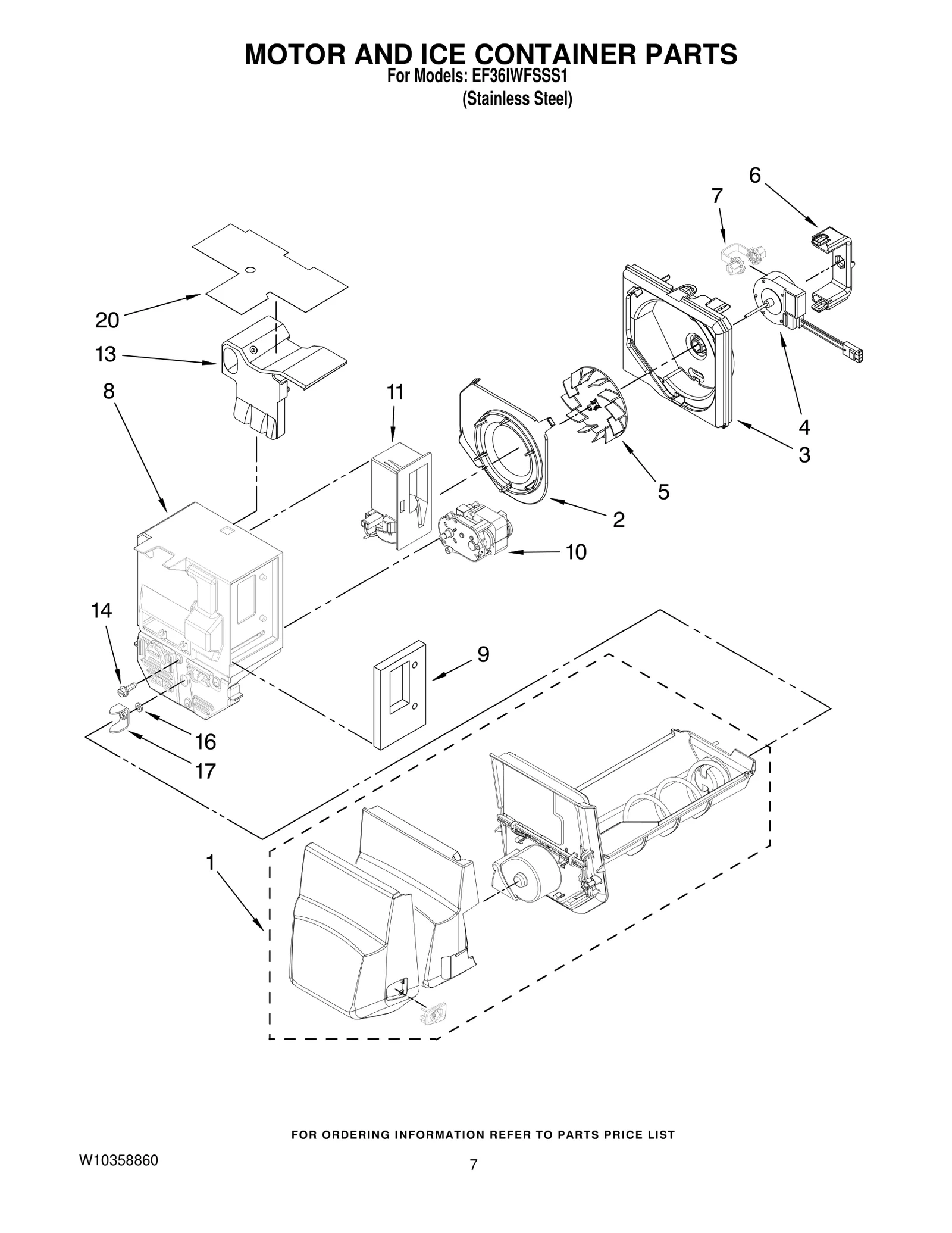 MOTOR AND ICE CONTAINER PARTS