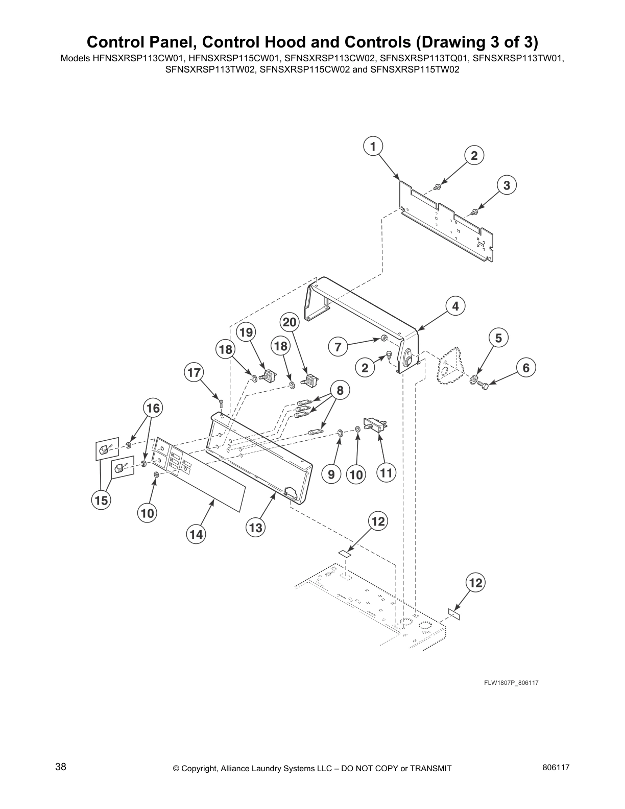 Control Panel, Control Hood and Controls (Drawing 3 of 3)