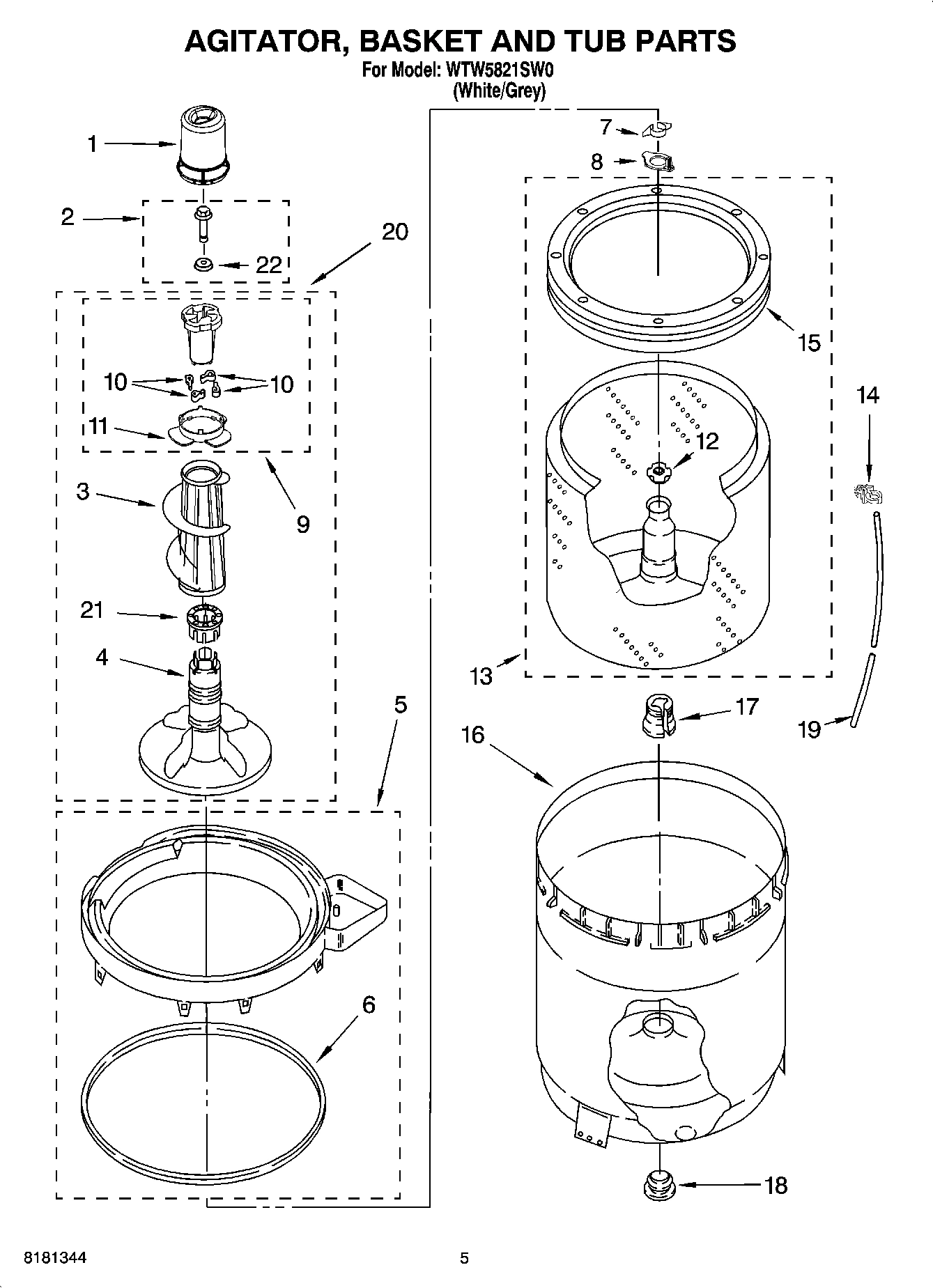 03 - AGITATOR, BASKET AND TUB PARTS