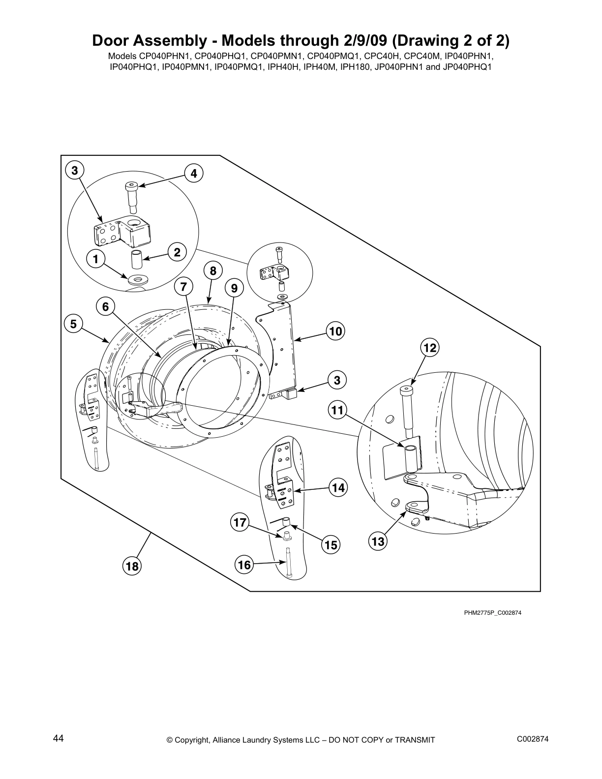 Door Assembly - Models through 2/9/09 (Drawing 2 of 2)