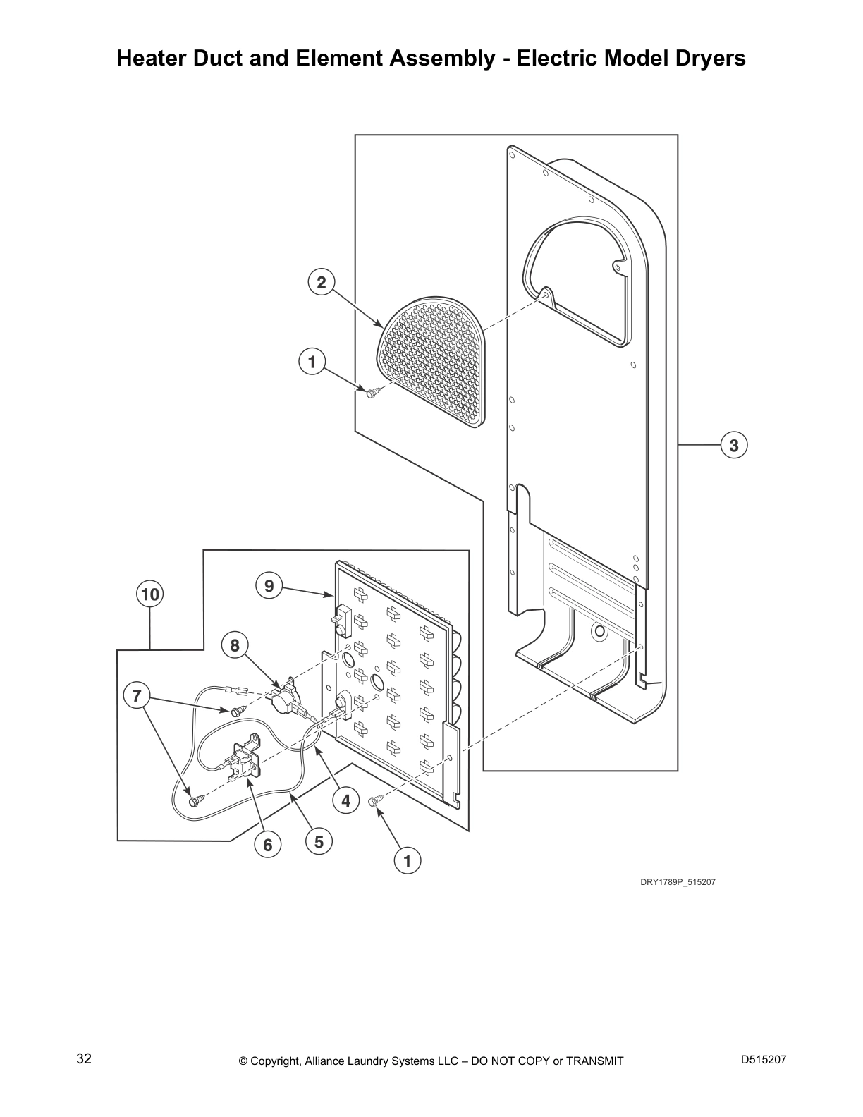 Heater Duct and Element Assembly - Electric Model Dryers