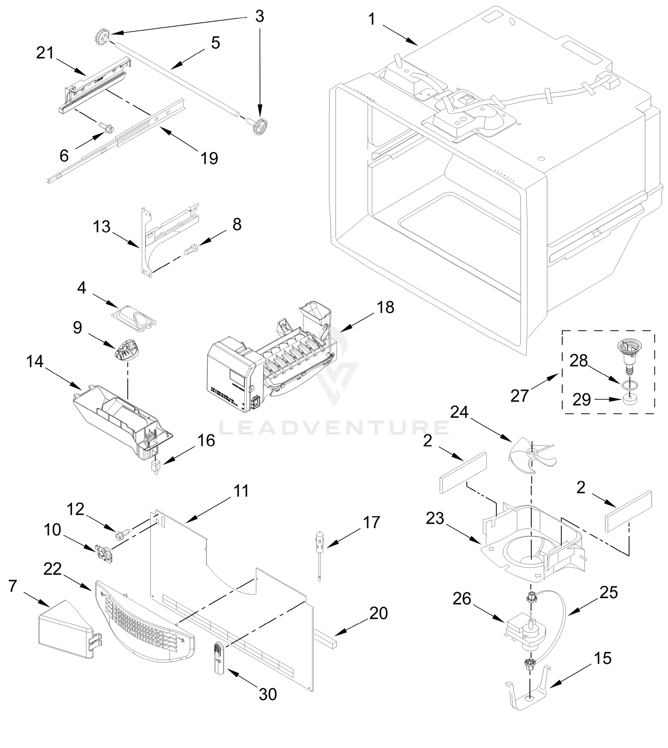FREEZER LINER AND ICEMAKER PARTS