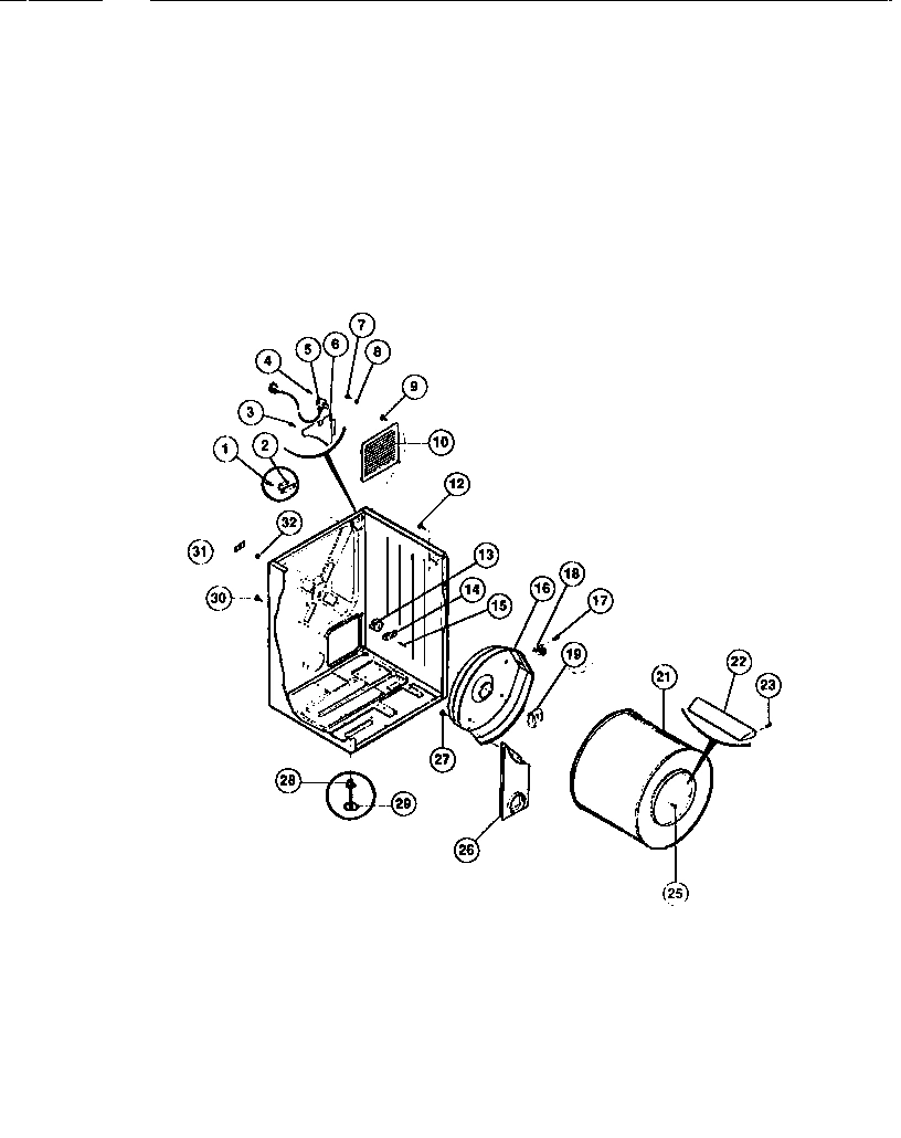 02 - CABINET, DRUM, HEAT DUCT