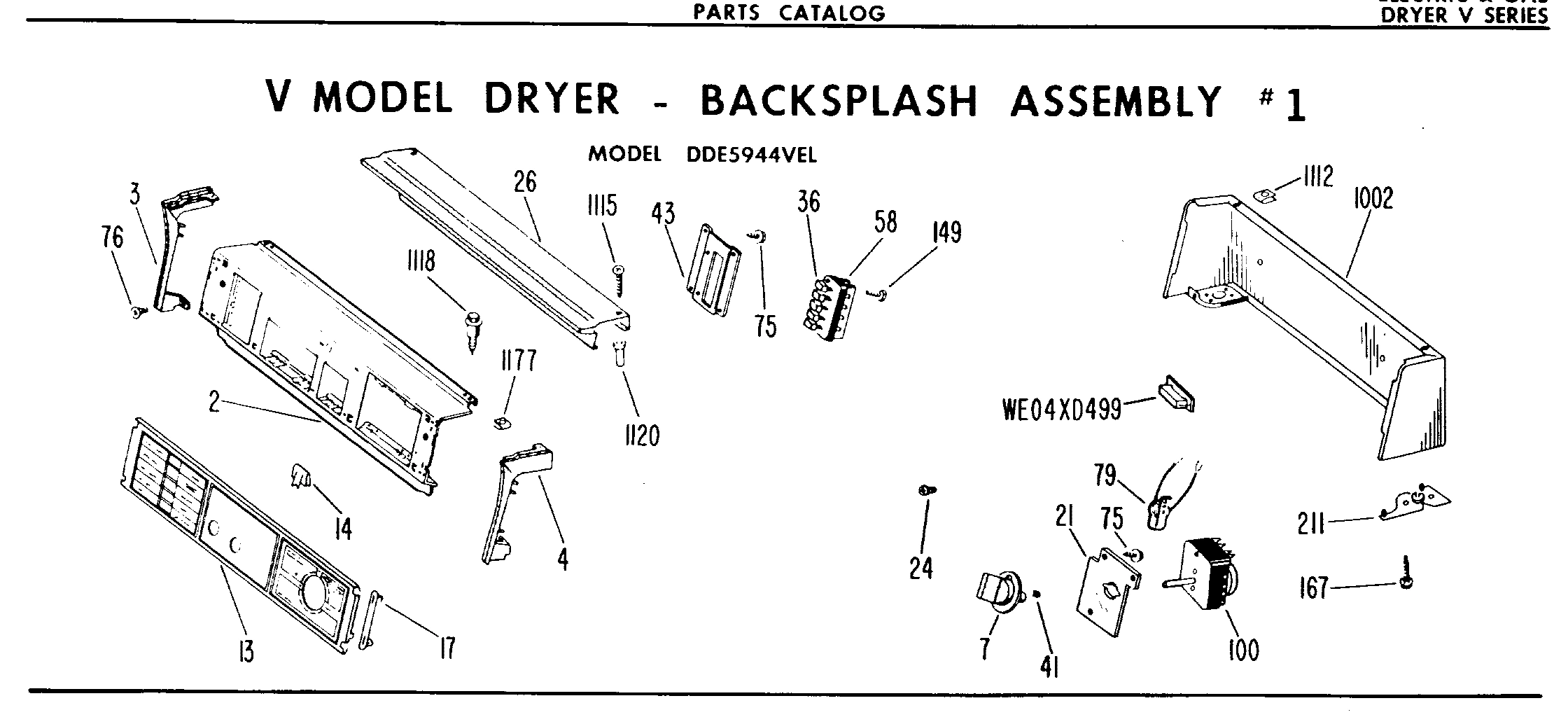 V MODEL DRYER - BACKSPLASH ASSEMBLY #1