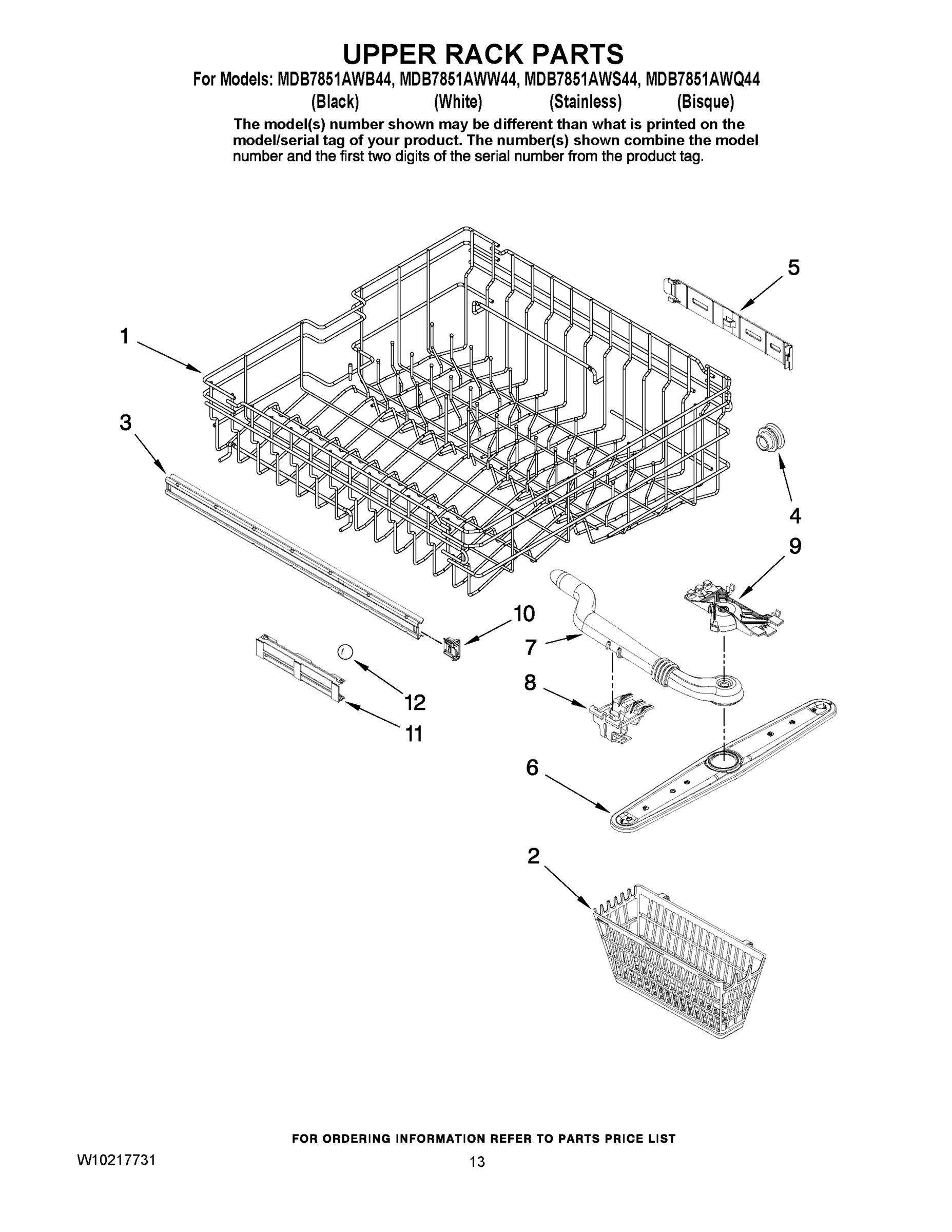 10 - UPPER RACK PARTS