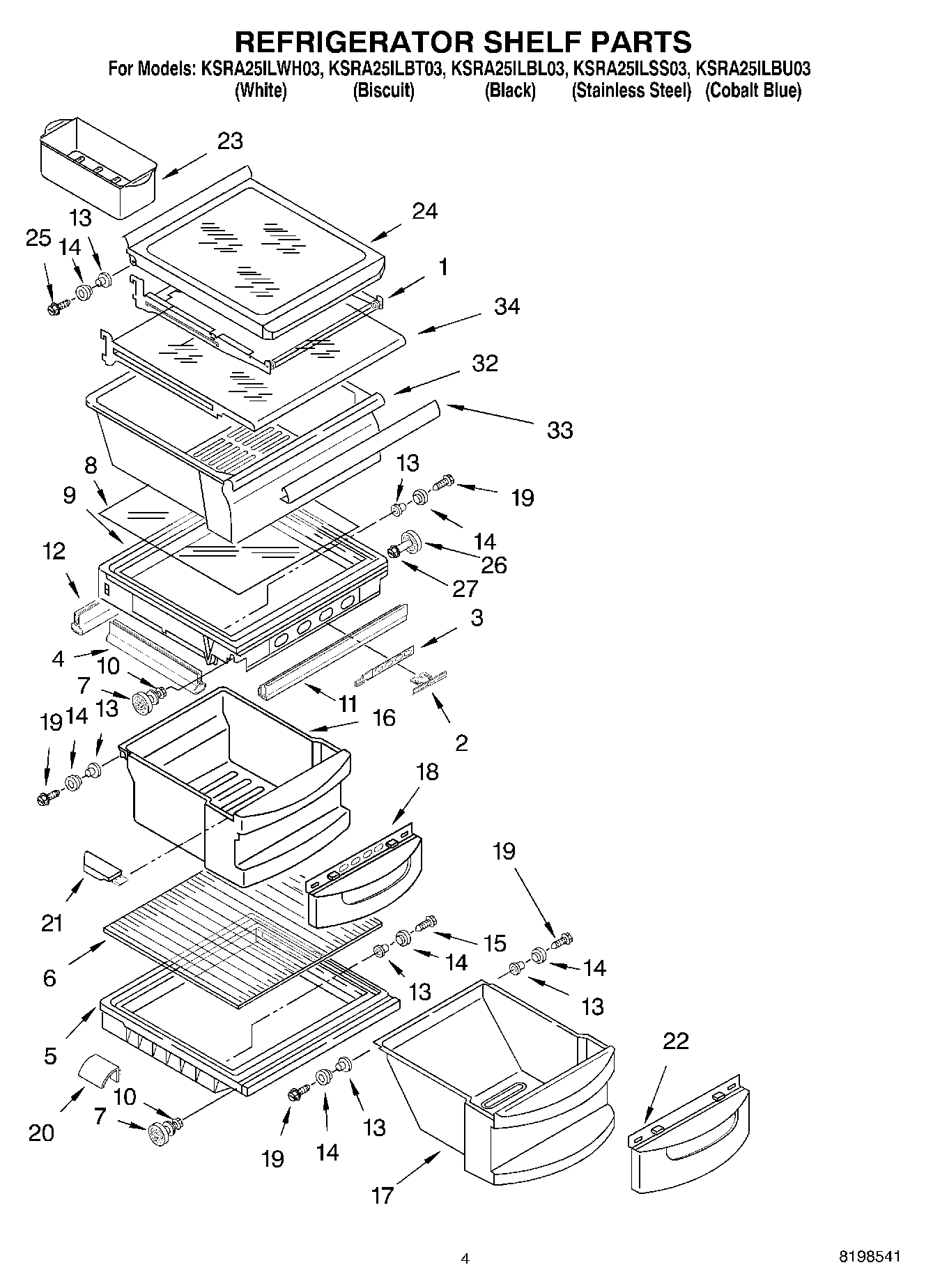 03 - REFRIGERATOR SHELF PARTS