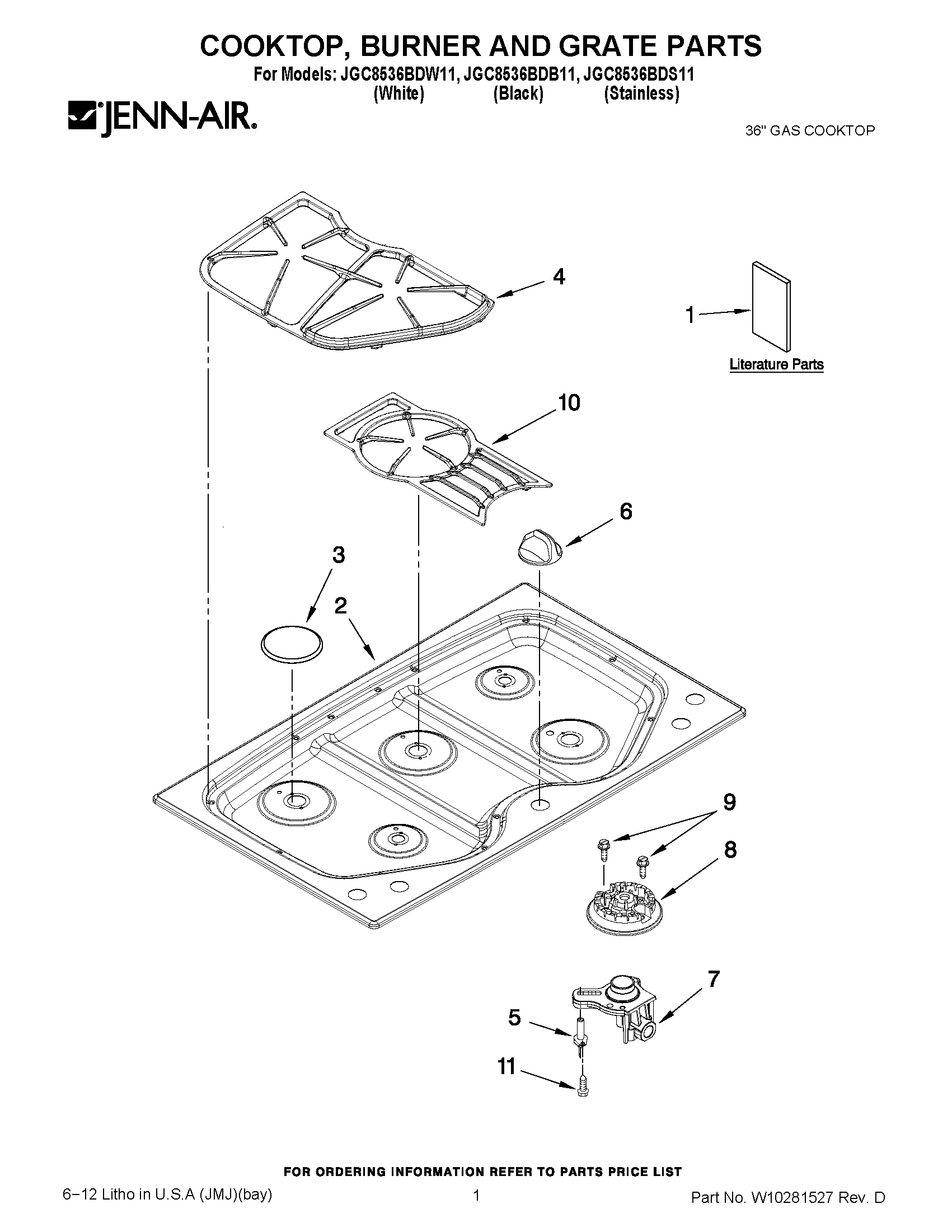 01 - COOKTOP, BURNER AND GRATE PARTS