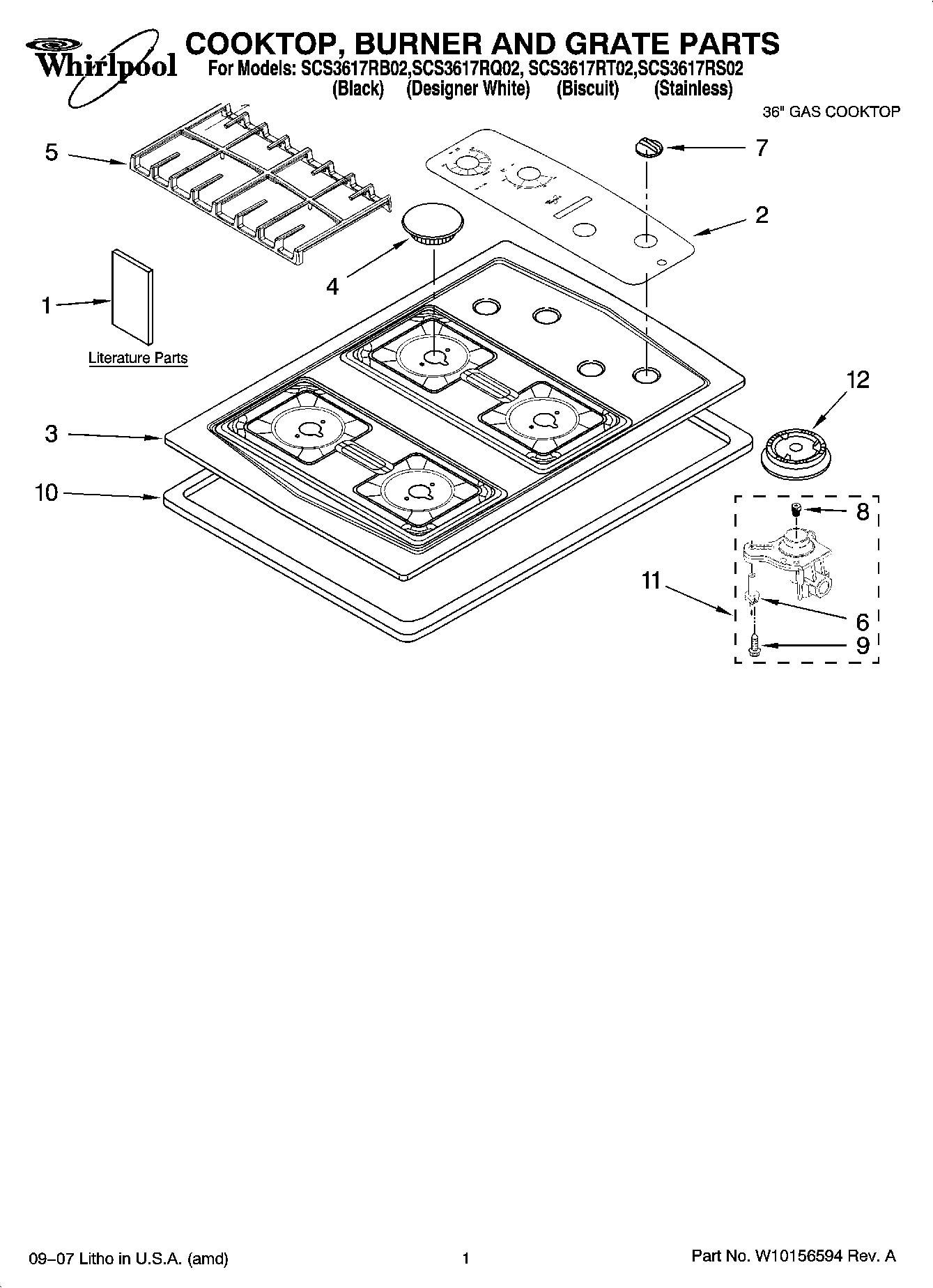 01 - COOKTOP, BURNER AND GRATE PARTS