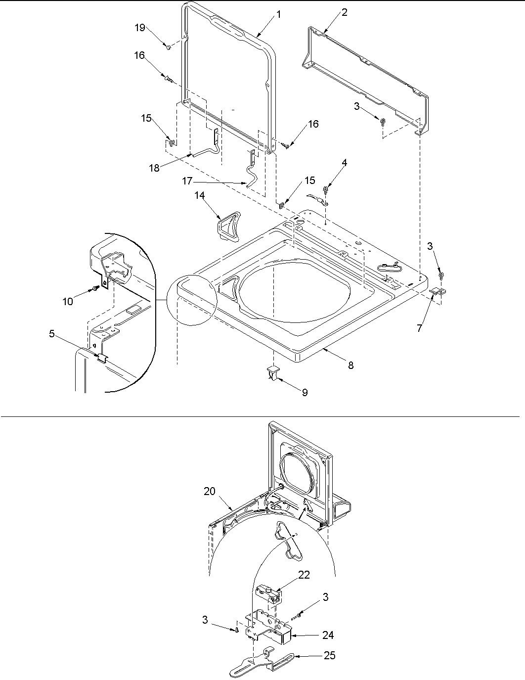 03 - CABINET TOP, LOADING DOOR & DOOR SWITCH