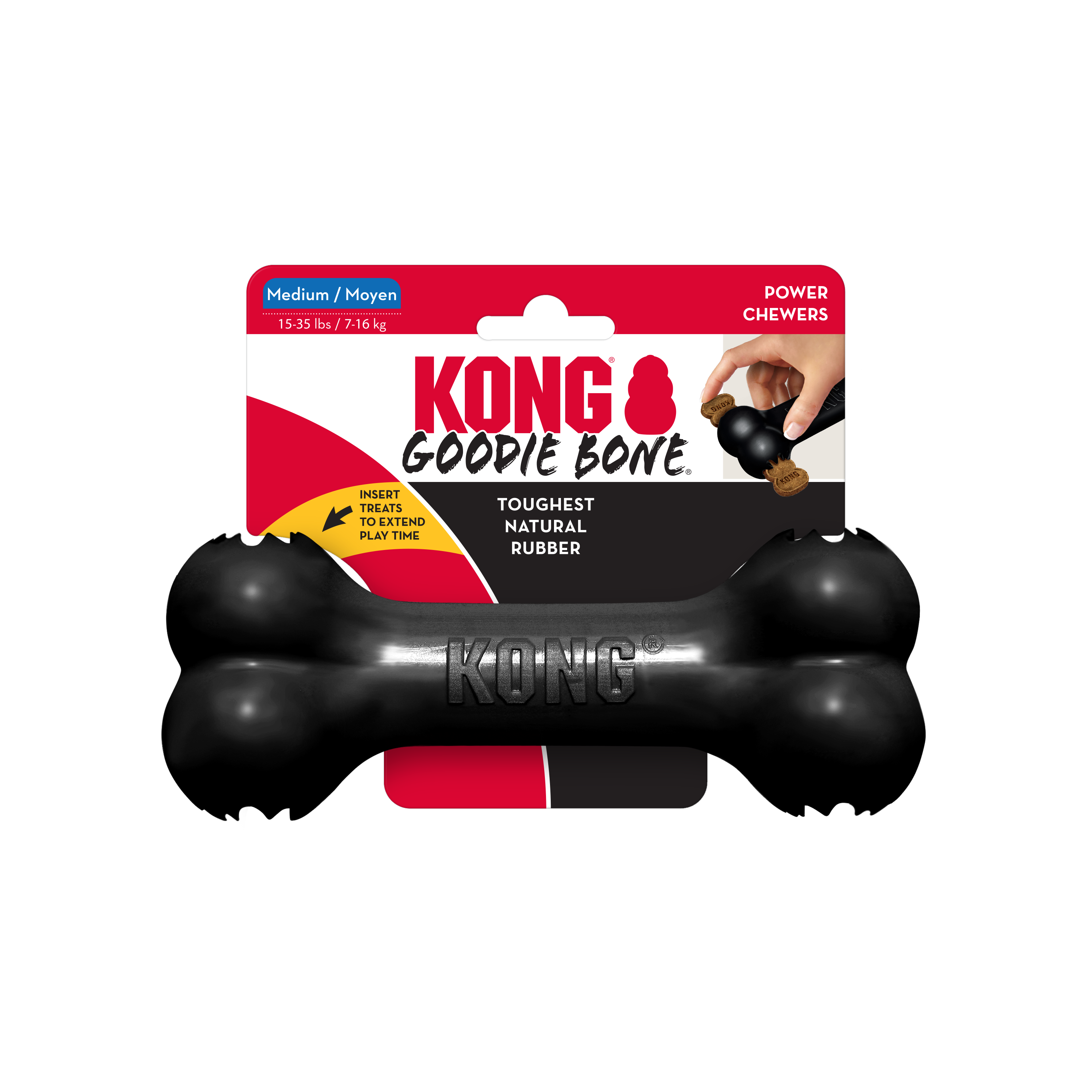 Kong - Extreme Goodie Bone Osso in Gomma Resistente per Cani con  Masticazione Energica, Nero, Taglia Grande