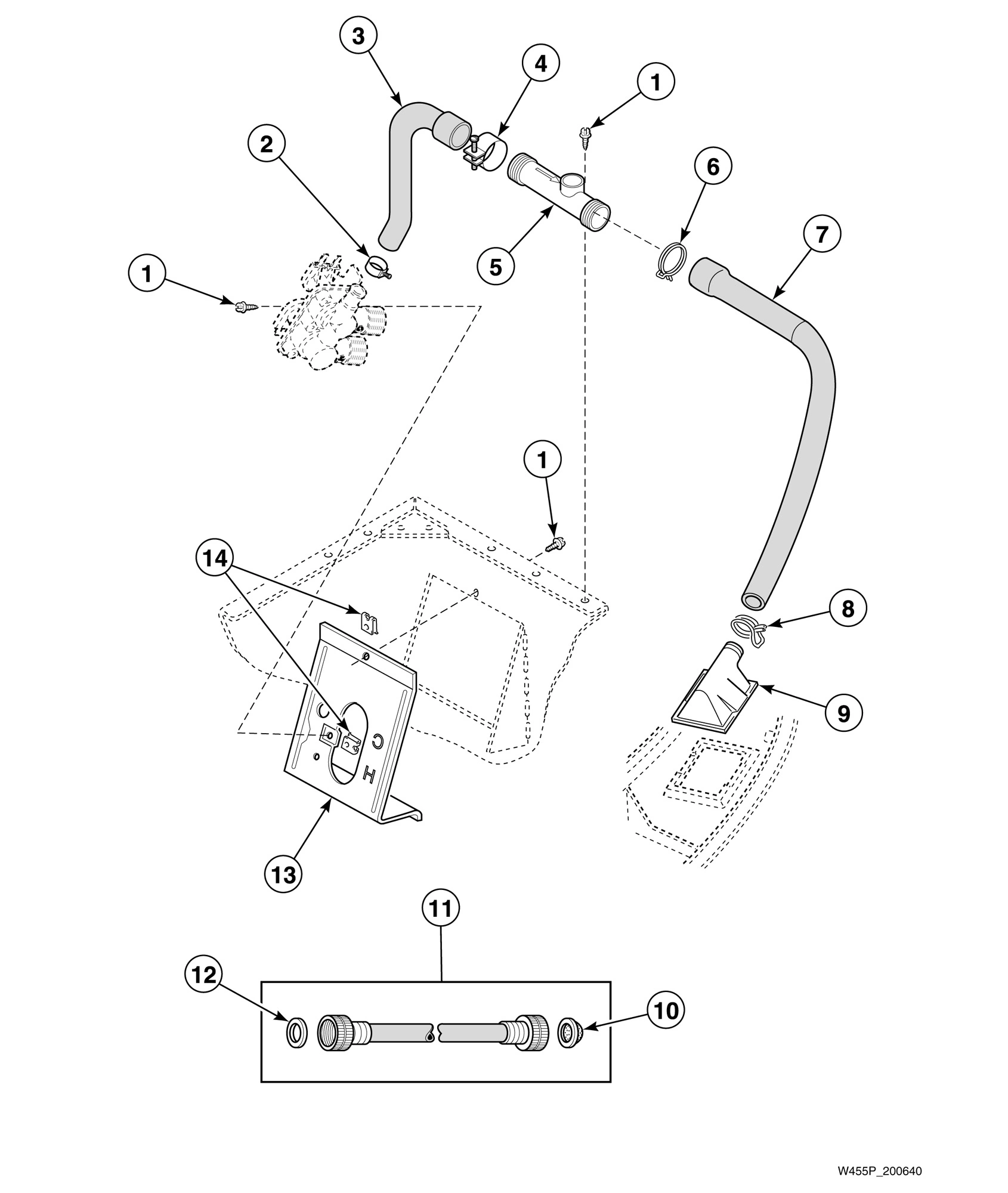 Inlet Hose, Filler Hose, Back Flow Preventer and Mixing Valve Mounting Bracket (Drawing 2 of 2)