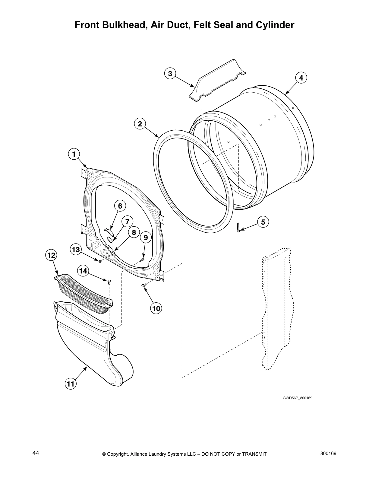 Front Bulkhead, Air Duct, Felt Seal and Cylinder