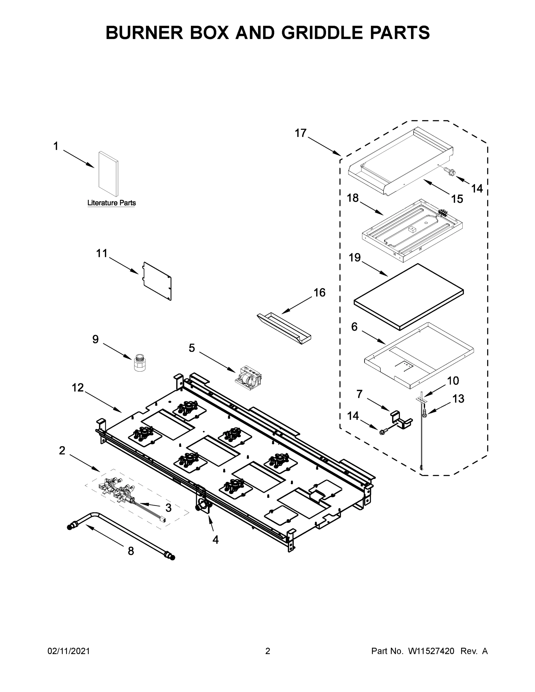 02 - BURNER BOX AND GRIDDLE PARTS