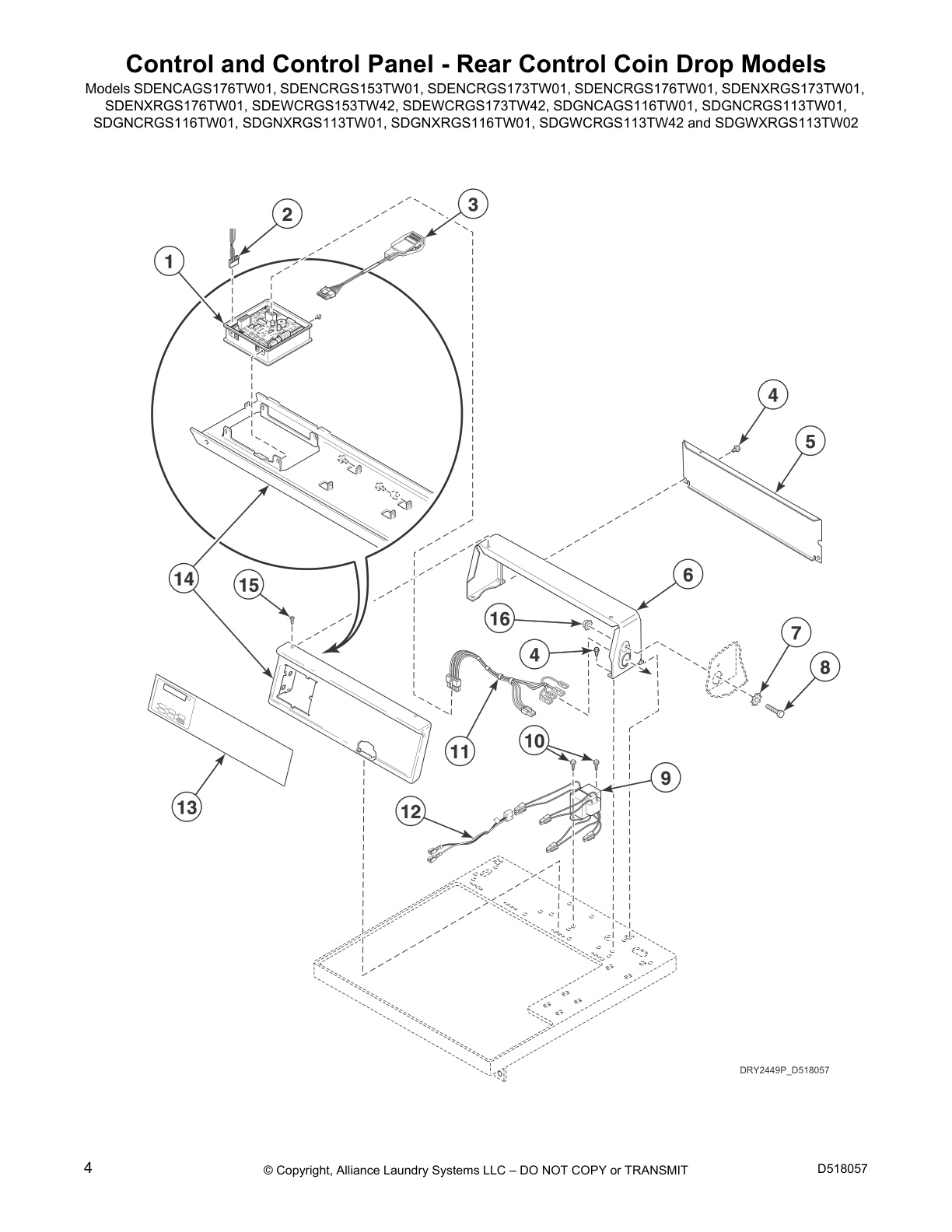Control and Control Panel - Rear Control Coin Drop Models