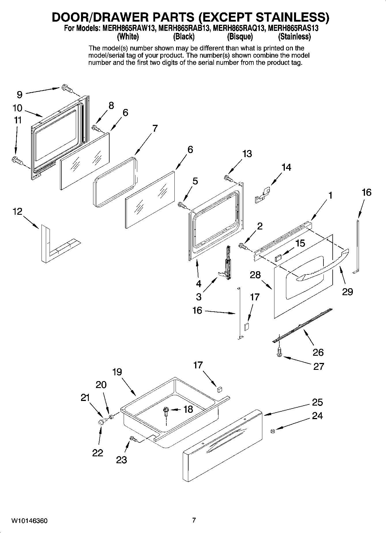 04 - DOOR/DRAWER PARTS (EXCEPT STAINLESS)