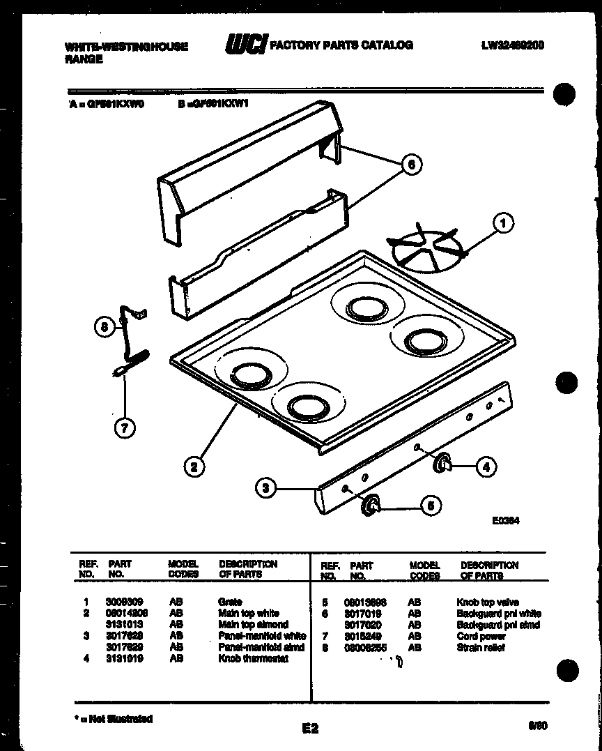 02 - BACKGUARD AND COOKTOP PARTS