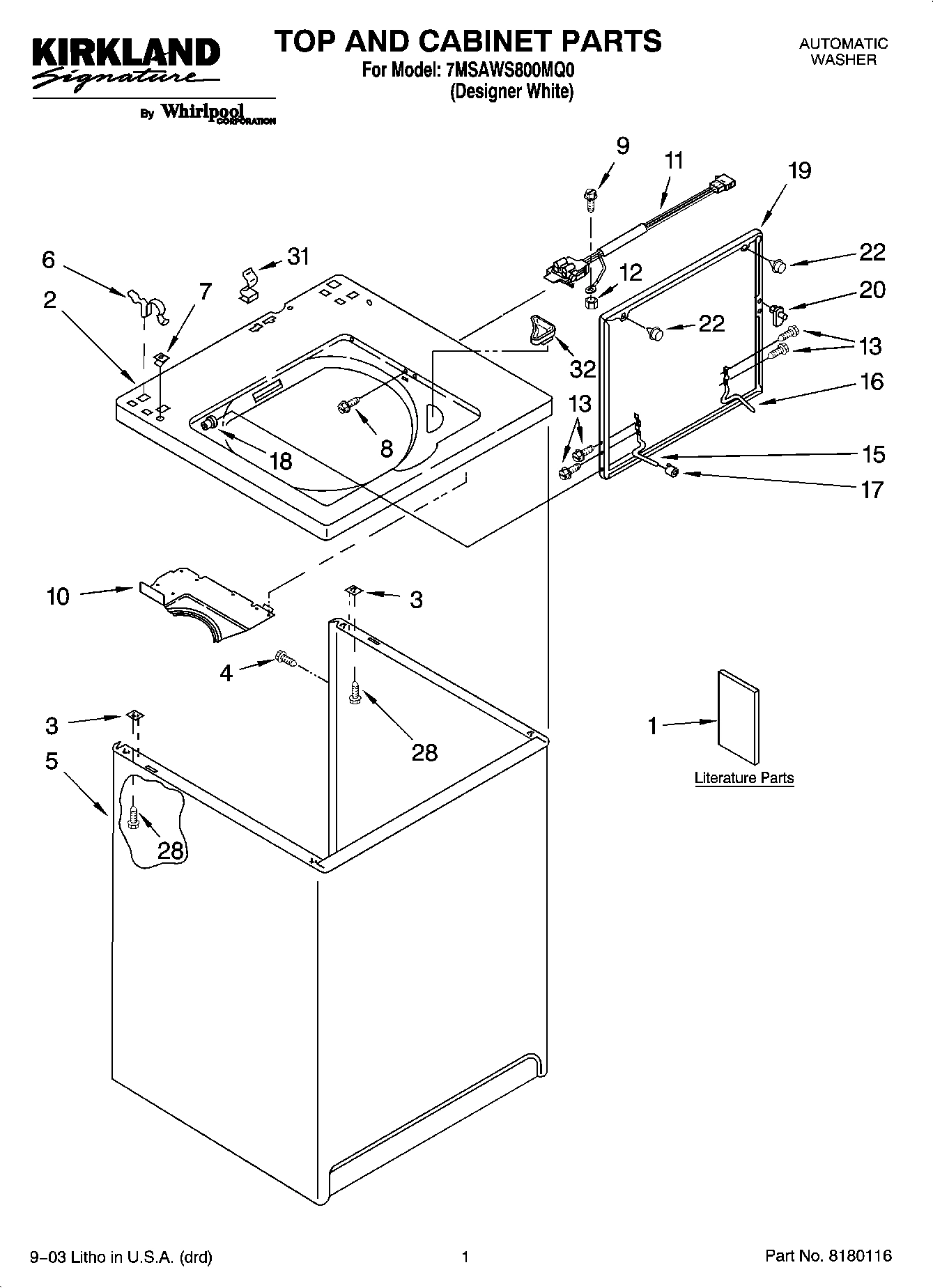 01 - TOP AND CABINET PARTS