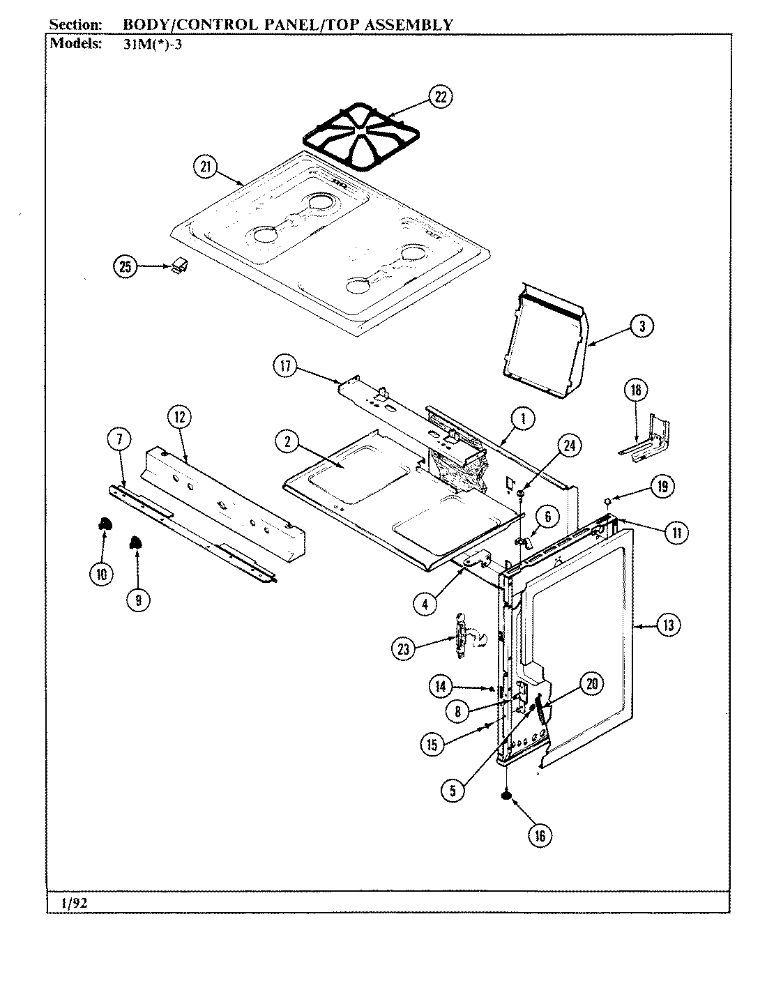 02 - BODY/CONTROL PANEL/TOP ASSEMBLY