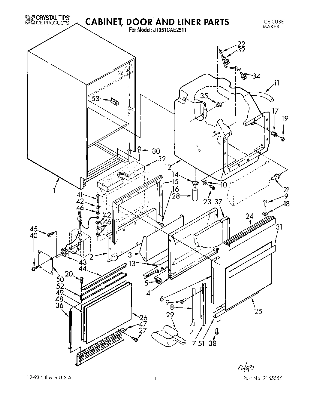 01 - CABINET, DOOR AND LINER, LIT/OPTIONAL
