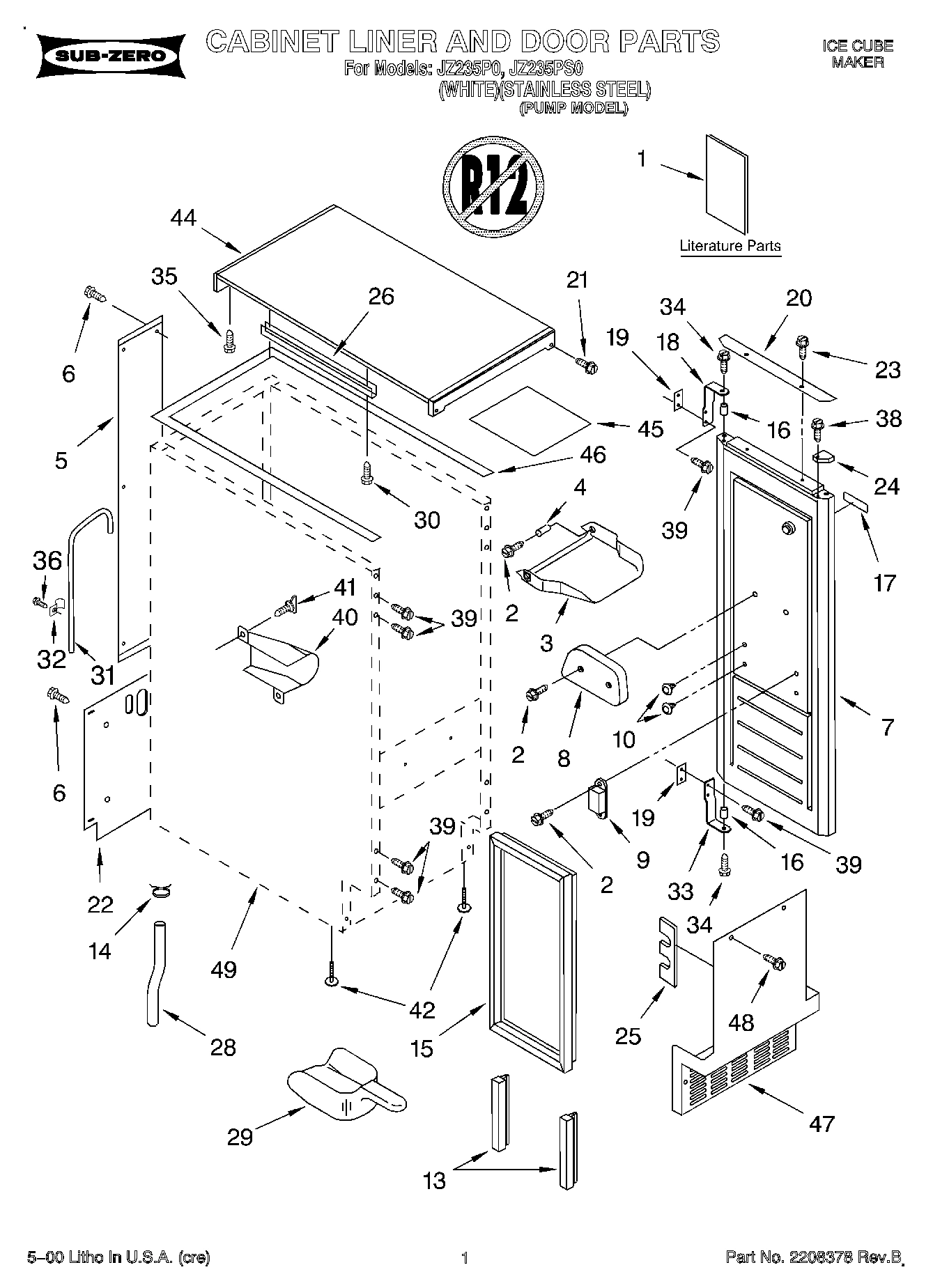 01 - CABINET LINER AND DOOR, LIT/OPTIONAL