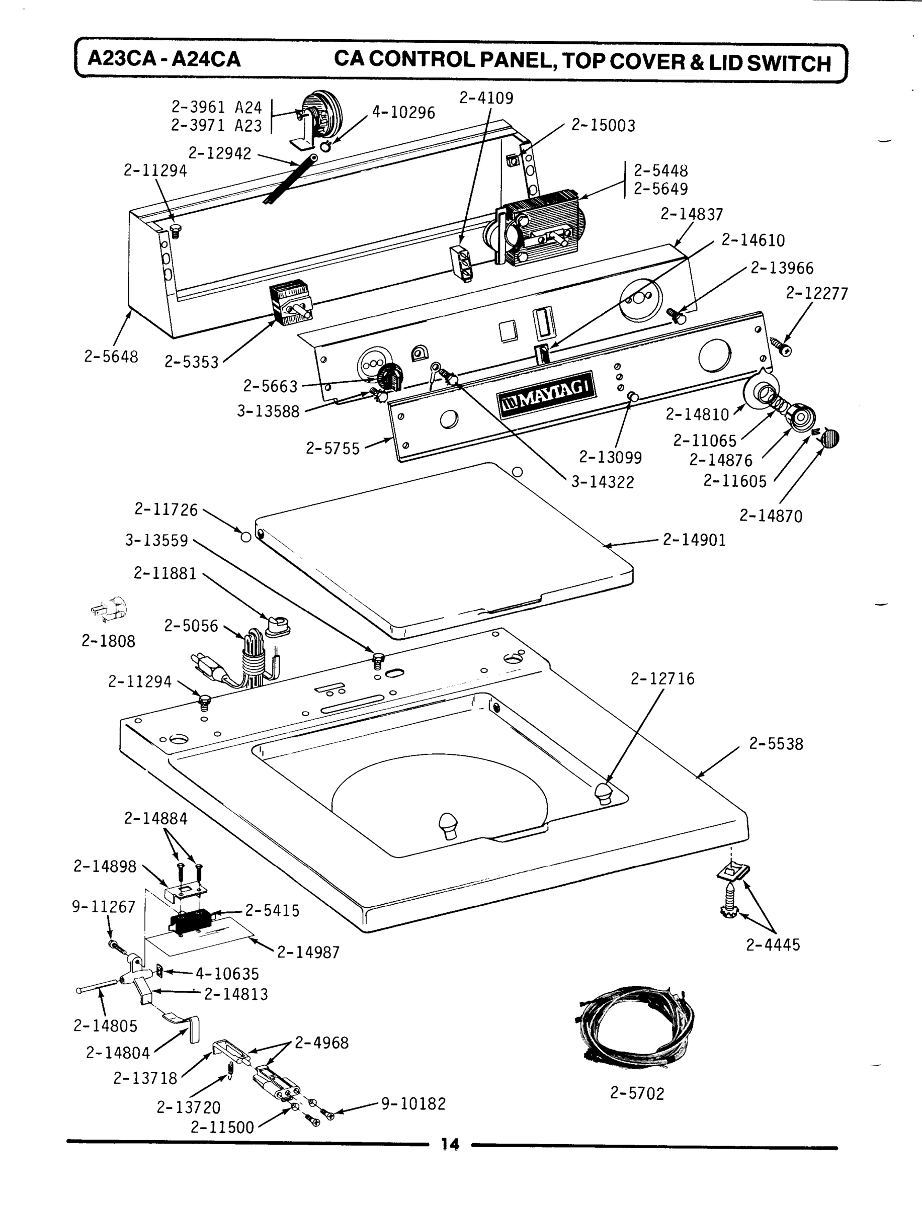01 - CA CONTROL PANEL, TOP COVER & LID SWITCH