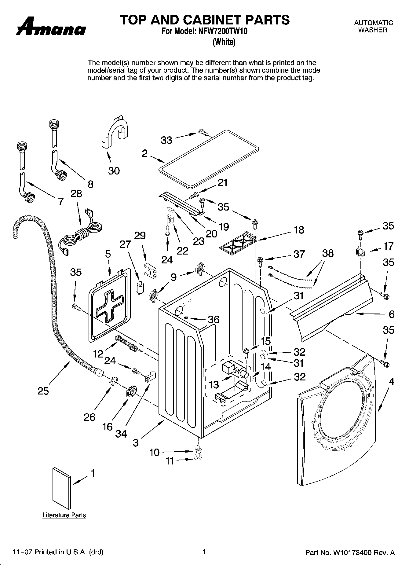 01 - TOP AND CABINET PARTS