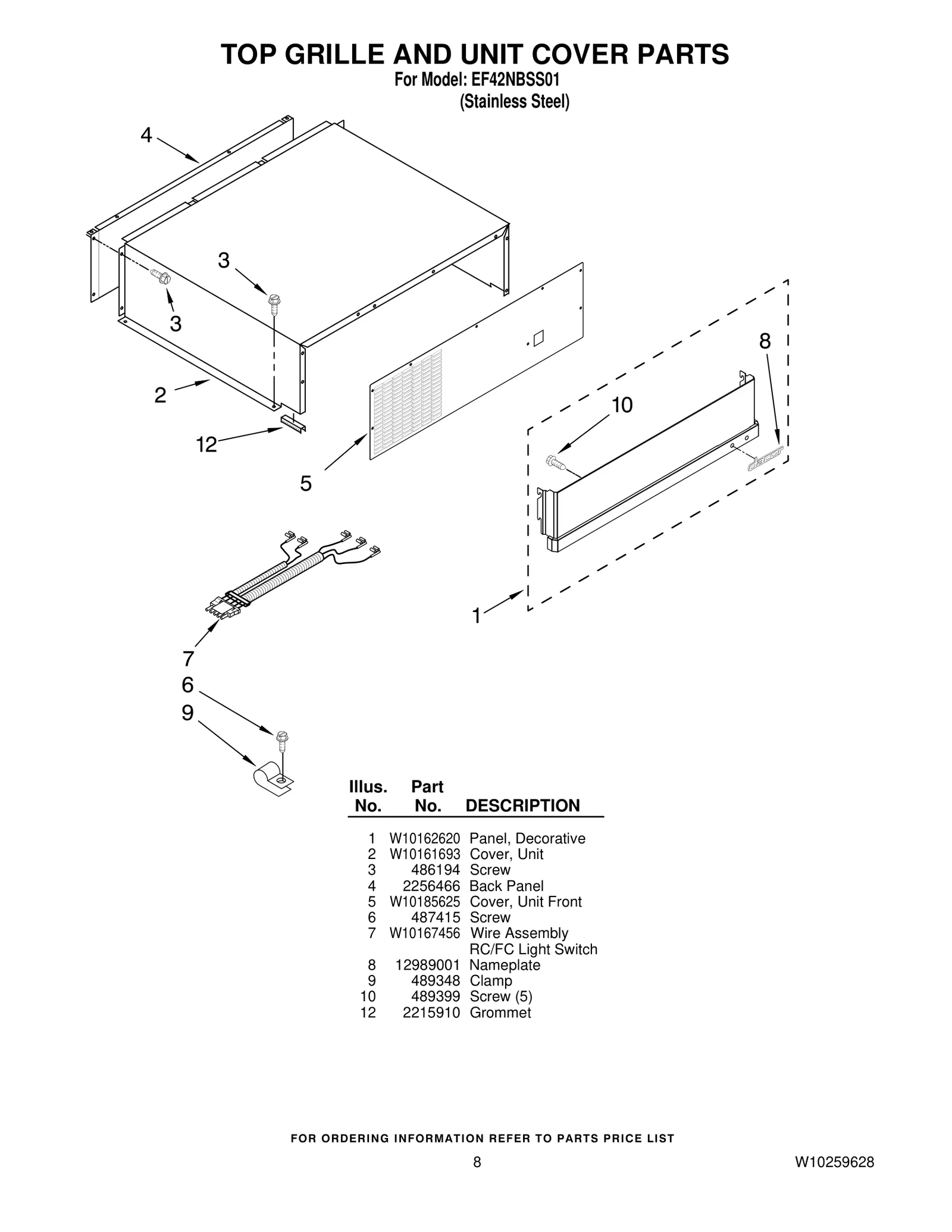 TOP GRILLE AND UNIT COVER PARTS